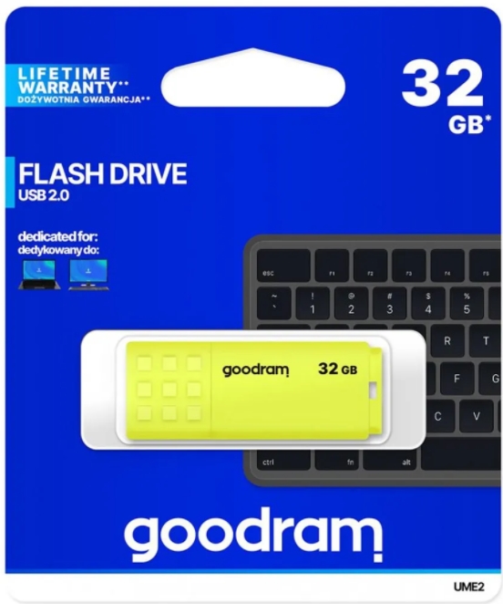Pendrive Goodram 32GB UME2 USB 2.0 żółty 20MB/s