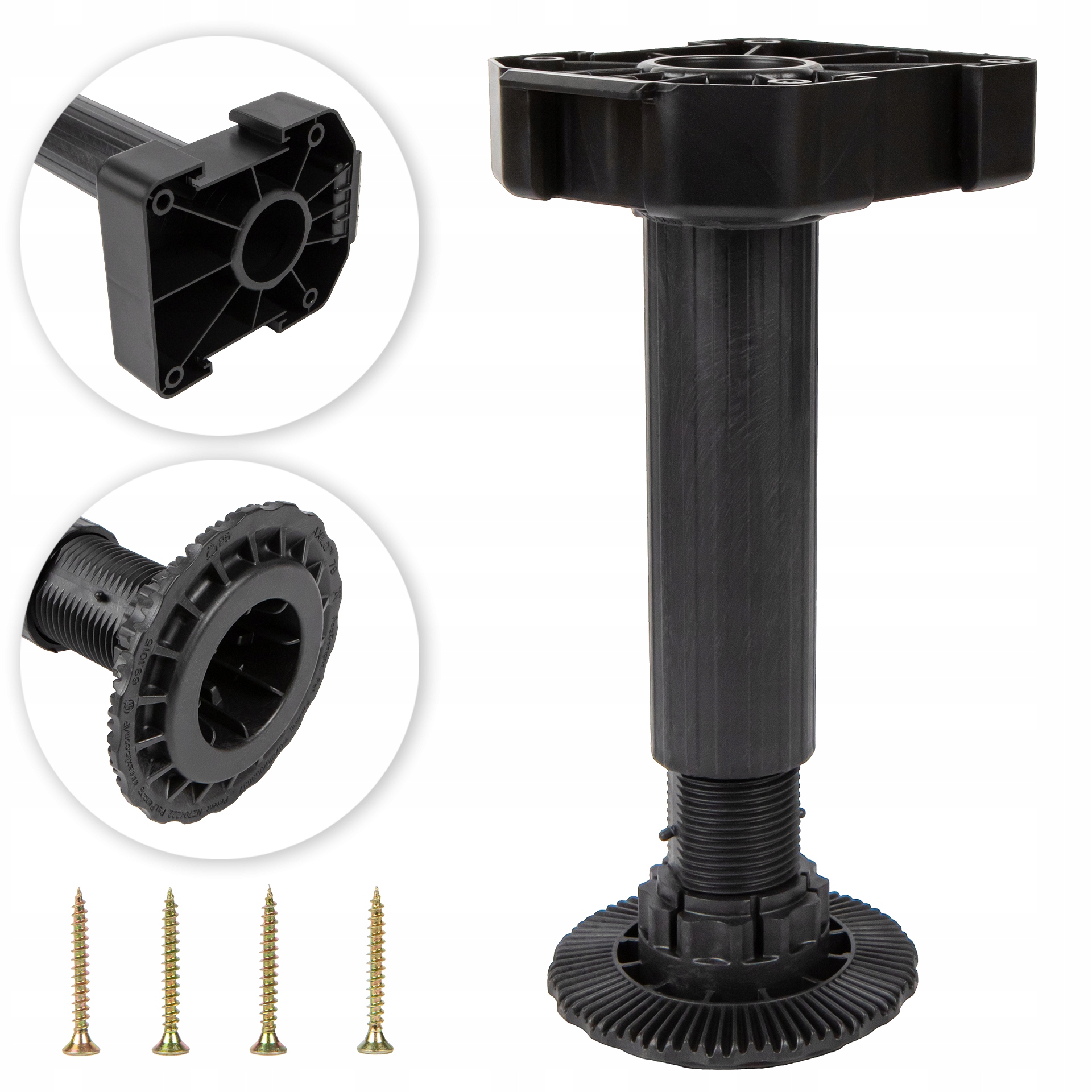 Nábytková noha Axilo Hafele H-180 (170-210 mm) s upevňovacou hlavou Skrutky 100 ks