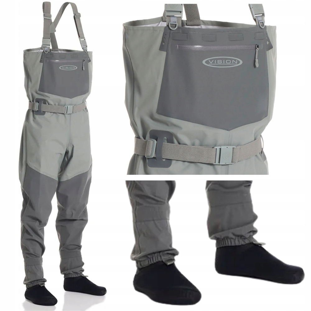 Wodery Wędkarskie Oddychające Spodniobuty Vision Koski Grey V4710- L