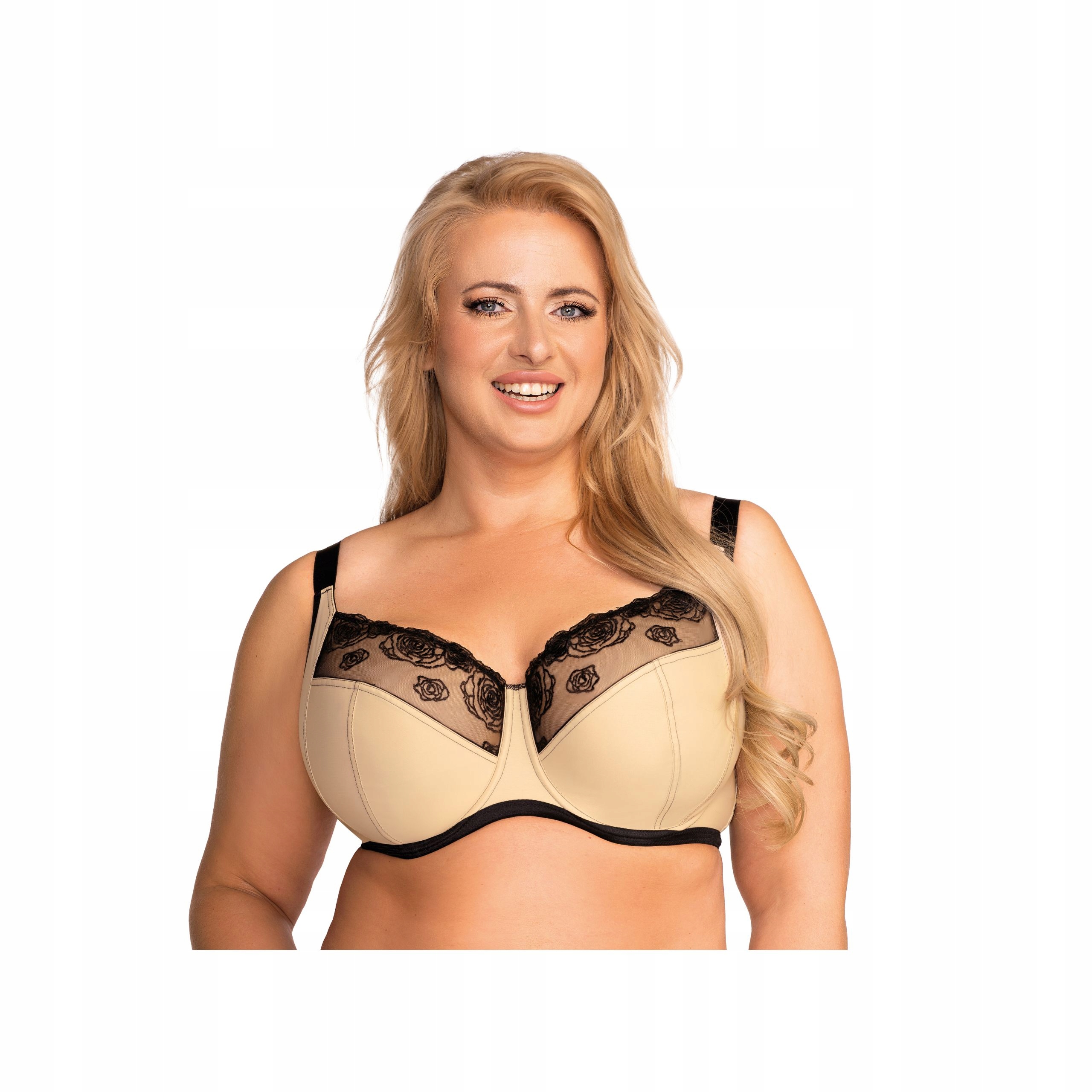 Měkká podprsenka soft 70J béžová s černou výšivkou sexy Nessa Vivien