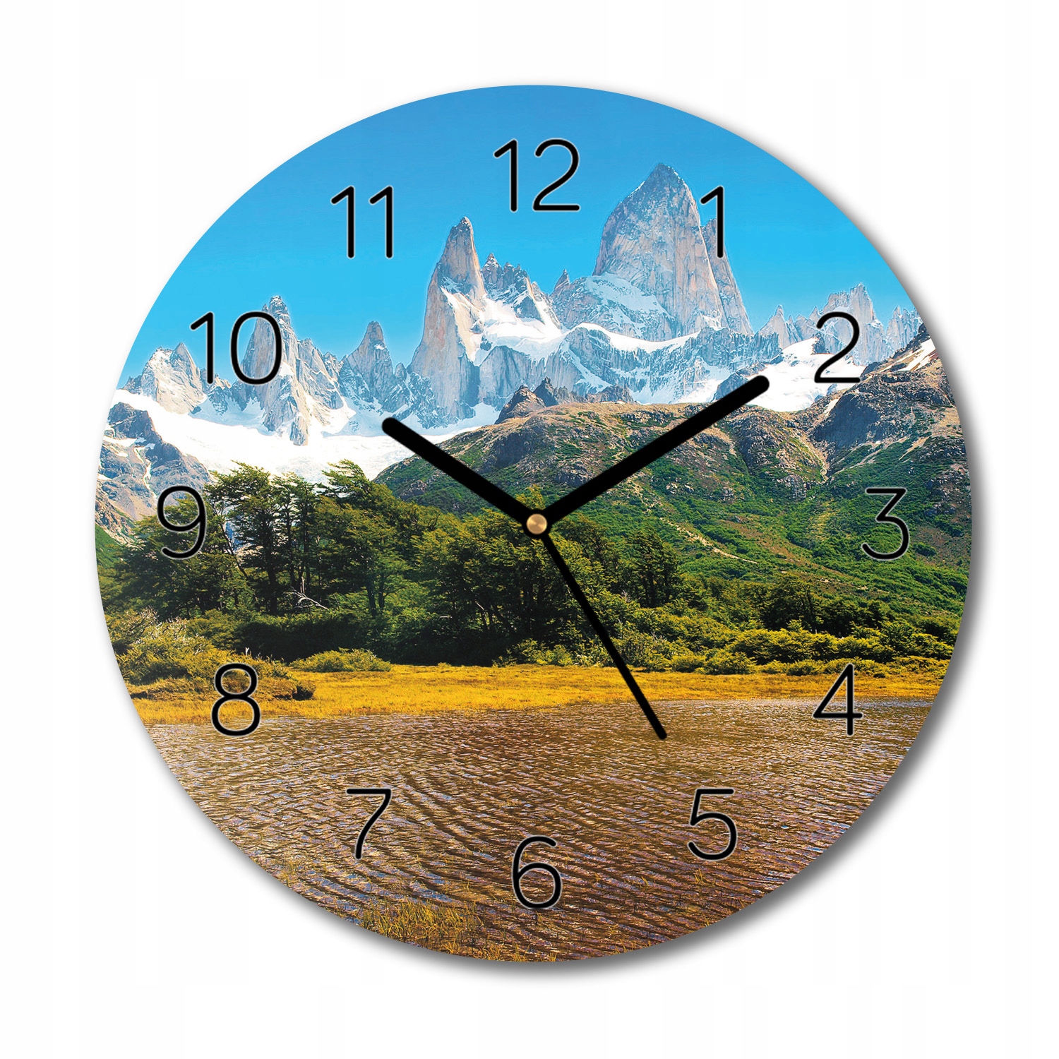 skleněné hodiny Patagonia hory voda do kanceláře fi 30