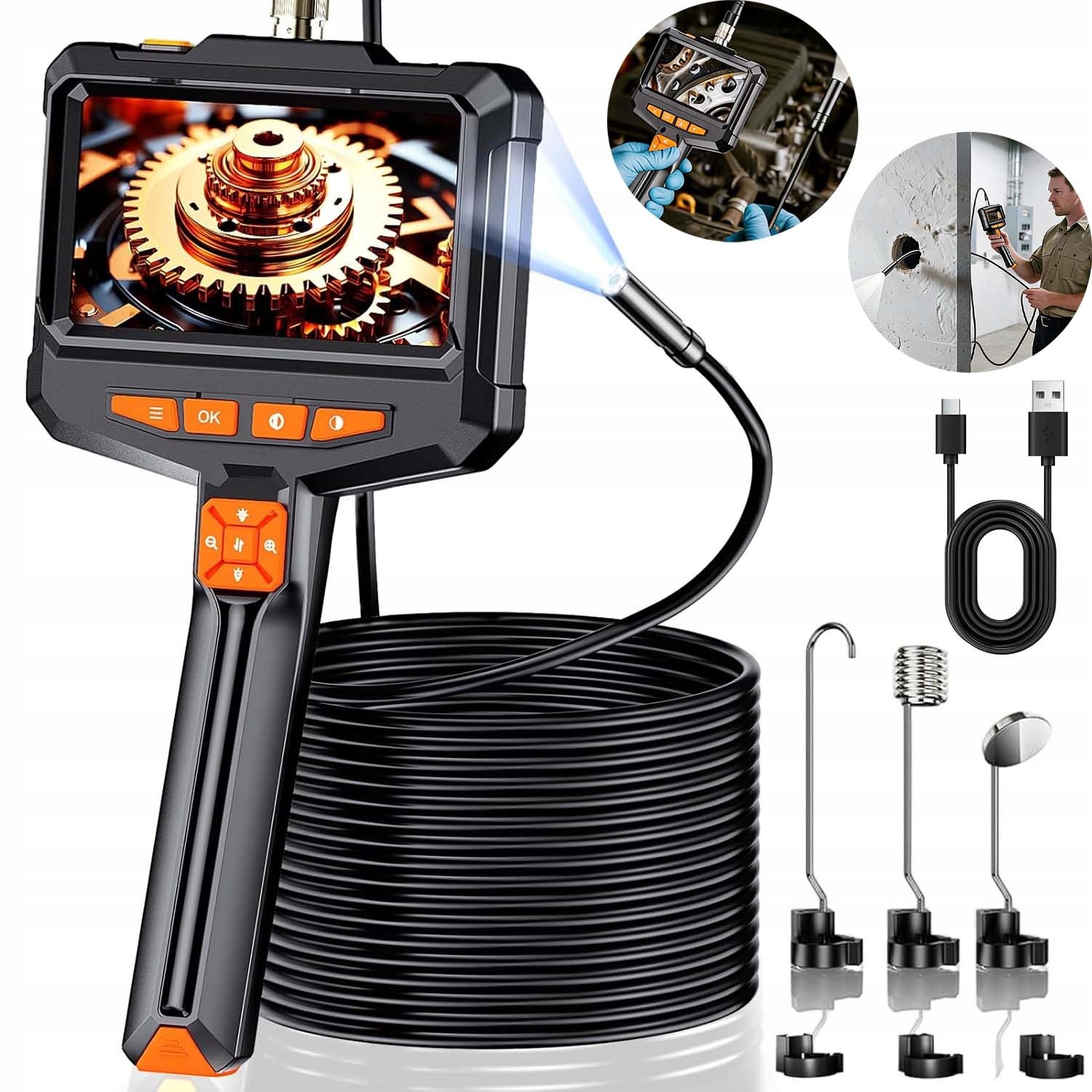 Endoskopická Kamera Full Hd 5 M Kamera Voděodolnost IP67 S 8 Nastavitelnými Led Diodami