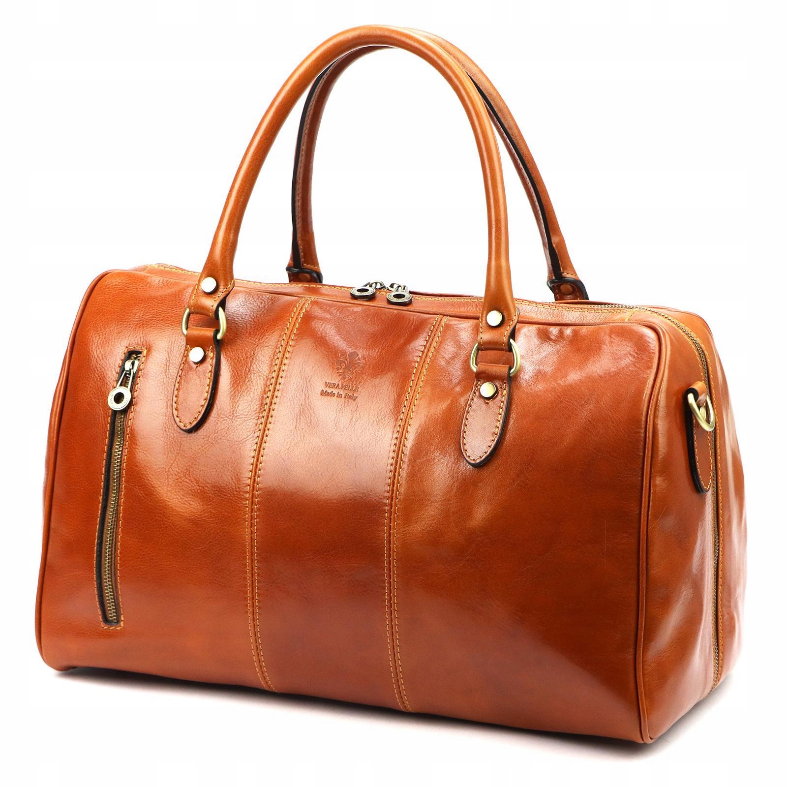 Gregorio torba skórzana podróżna na ramię crossbody camel