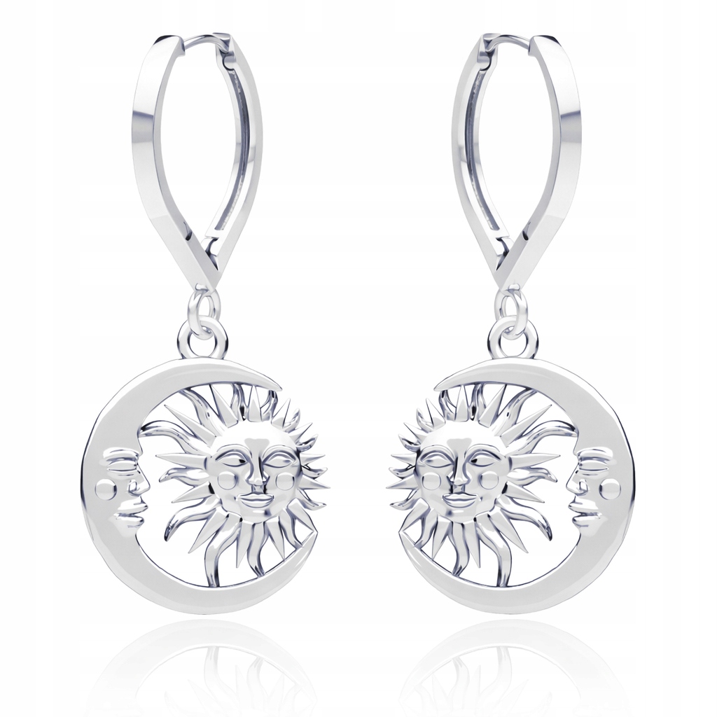 Sluneční Měsíc Měsíce Stříbrné náušnice na anglickém biglu stříbro 925