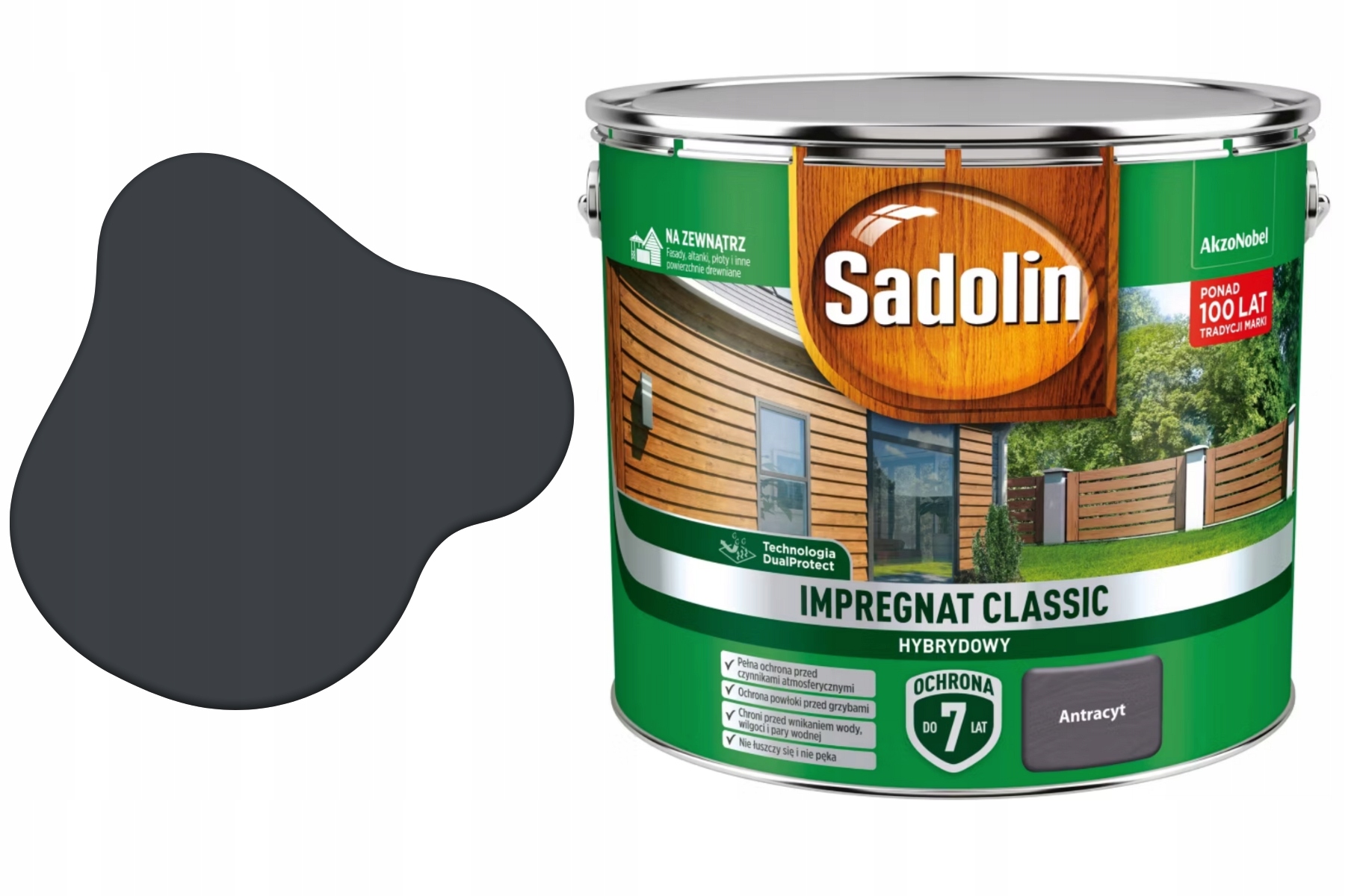 Sadolin Wydajny Impregnat Do Drewna Classic Hybrydowy Antracyt 9L