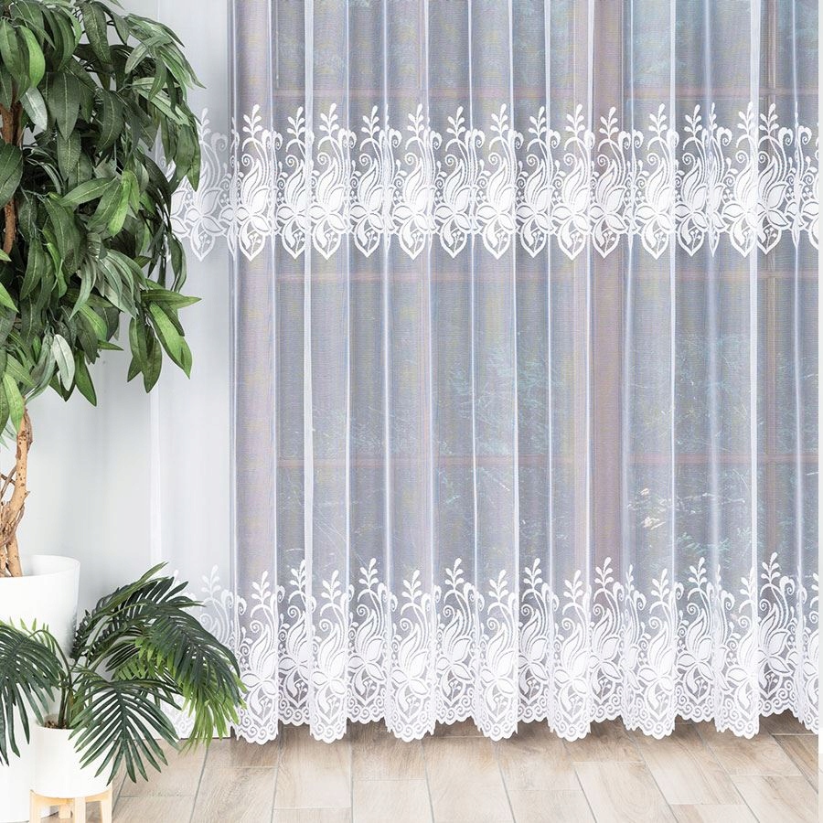 FIRANKA GOTOWA ŻAKARDOWA 230 x 400 CM. Z TAŚMĄ Materiał żakard