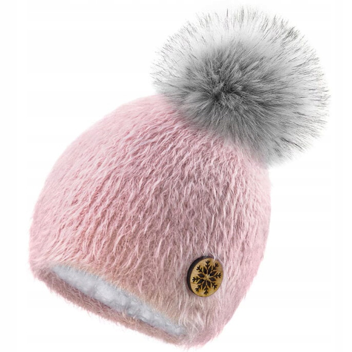

Zimowa Ciepła Czapka Woolk Adele Mocher Pompon