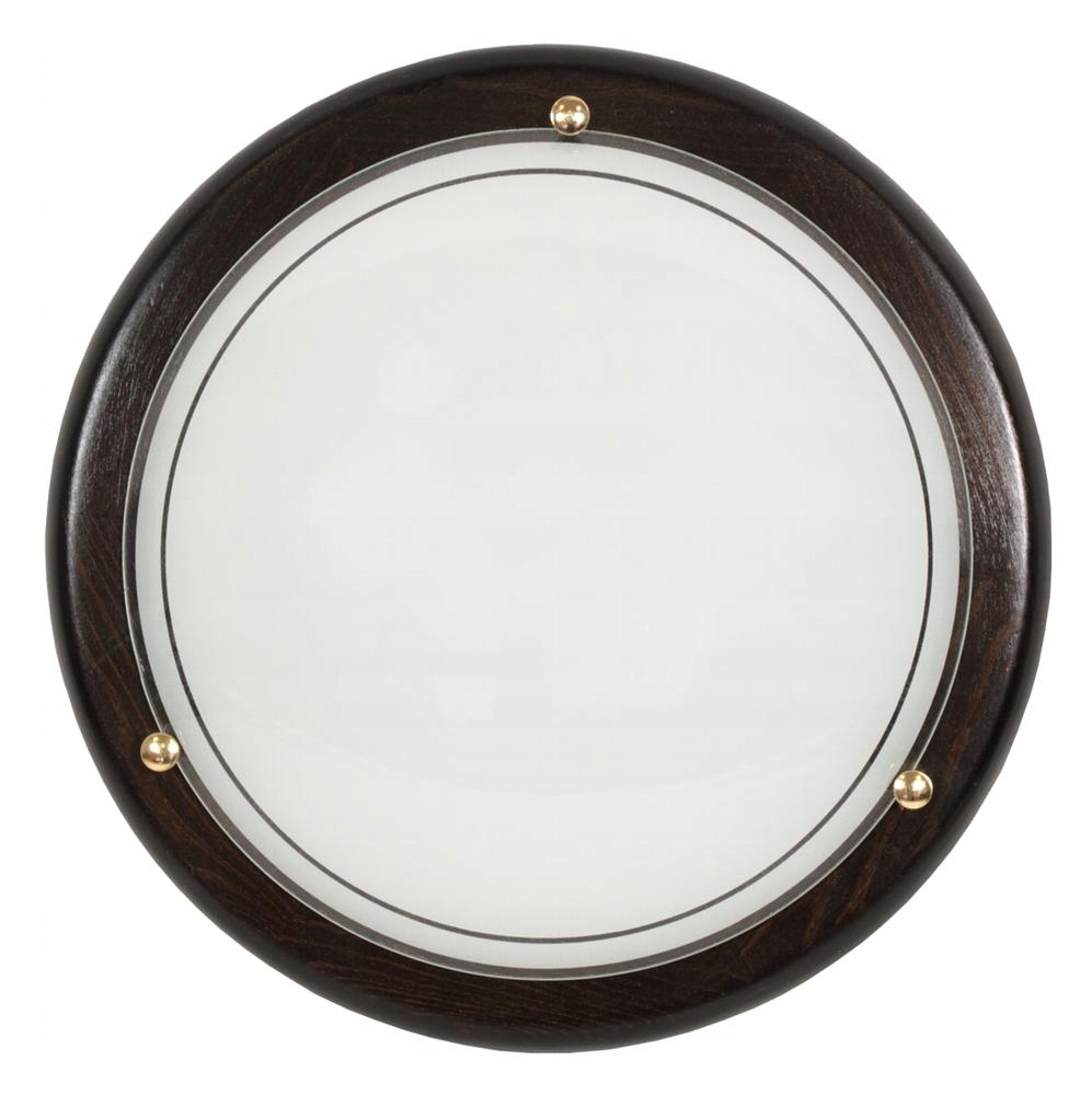 Stropní Svítidlo Kulatý Stropní Svítidlo 40 cm 2x60 W E27 Dřevo Wenge Skleněné stínítko