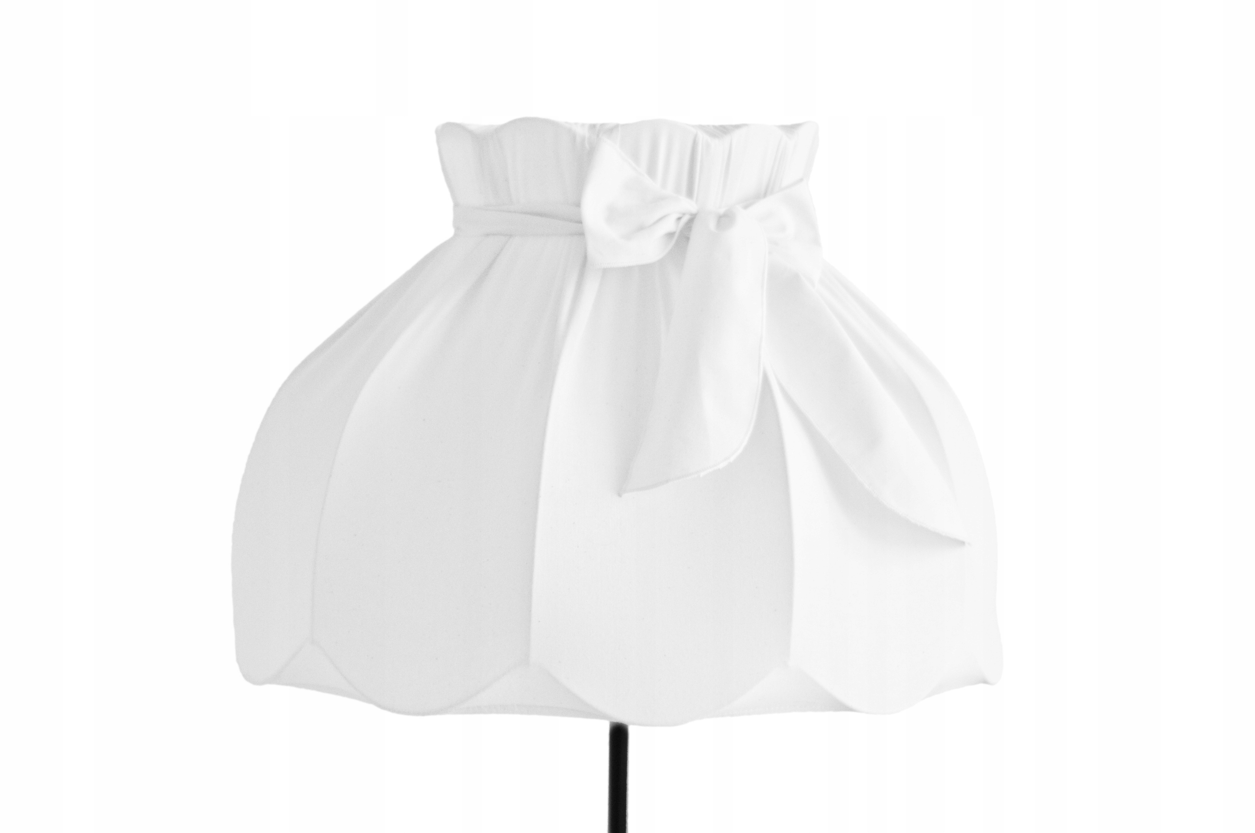 Abażur z kokardą, tkanina naturalna Biały 39 cm