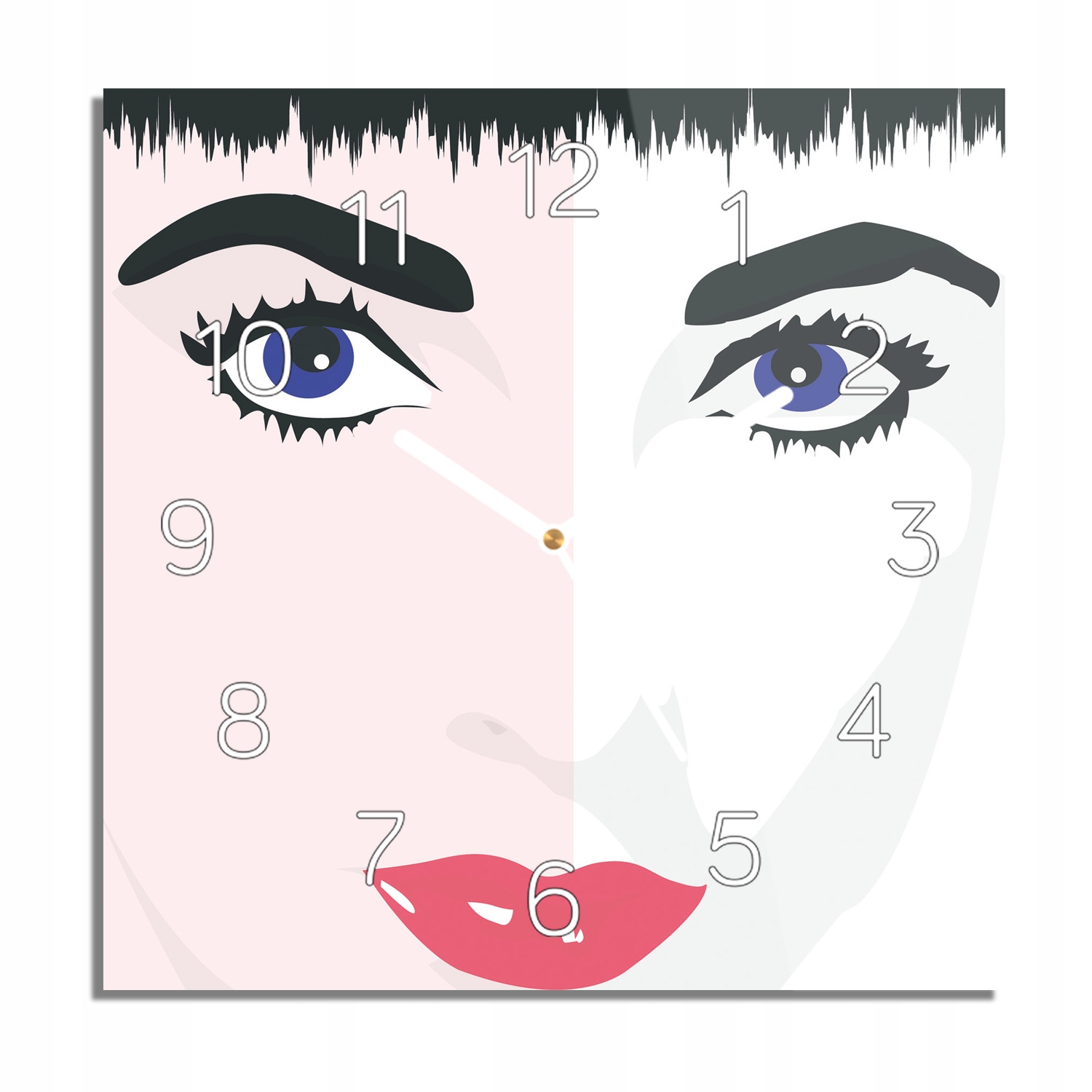 

Twarz oczy usta zegar szklany cichy 30x30 z foto