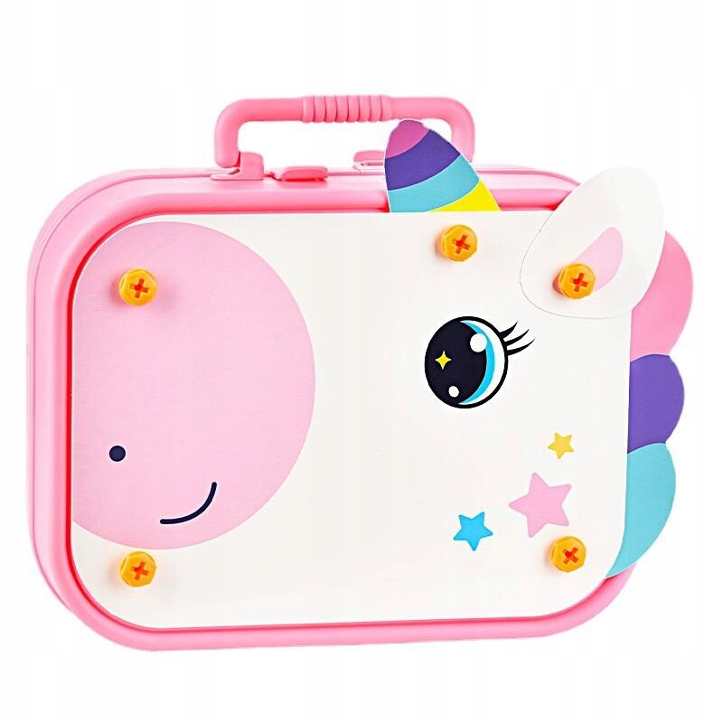 Klocki KONSTRUKCYJNE JEDNOROŻEC do skręcania 3D w walizce NA DZIEŃ DZIECKA Liczba elementów 228 szt.