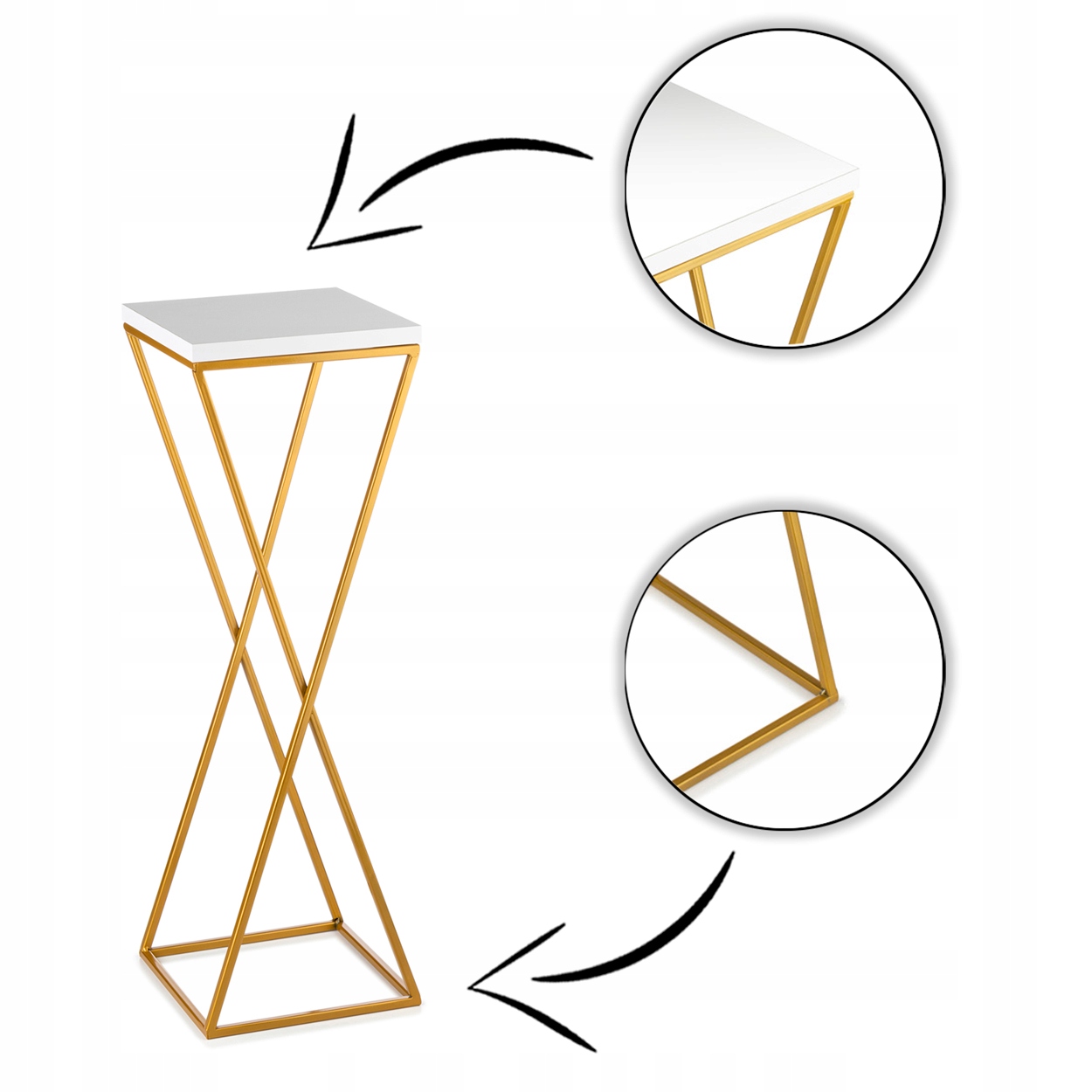KWIETNIK STOJĄCY NA ROŚLINY ZŁOTY BIAŁY GLAMOUR BLAT MDF Materiał wykonania metal