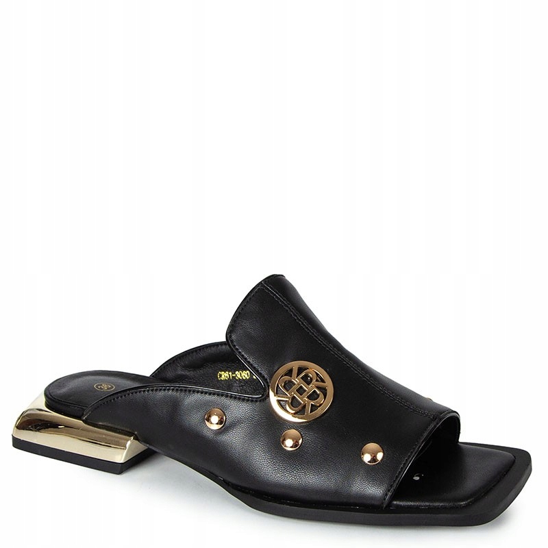 S.barski CR61-3060 Černé Kožené Nazouváky S Ozdobou 37