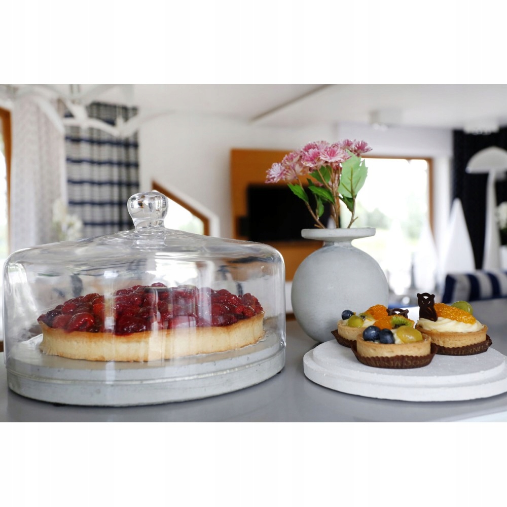 PATERA SZKLANA Z BETONOWĄ PODSTAWĄ - KLOSZ SZKLANY Kolor szary