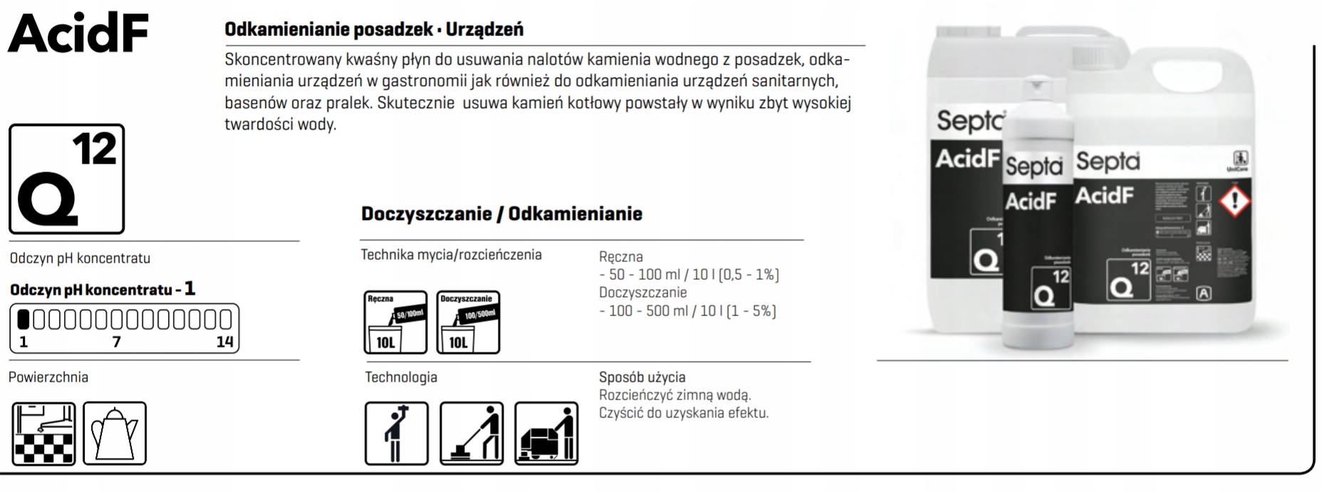ACIDF Q12 płyn do odkamieniania urządzeń 1L Kod producenta ACIDF Q12 1L