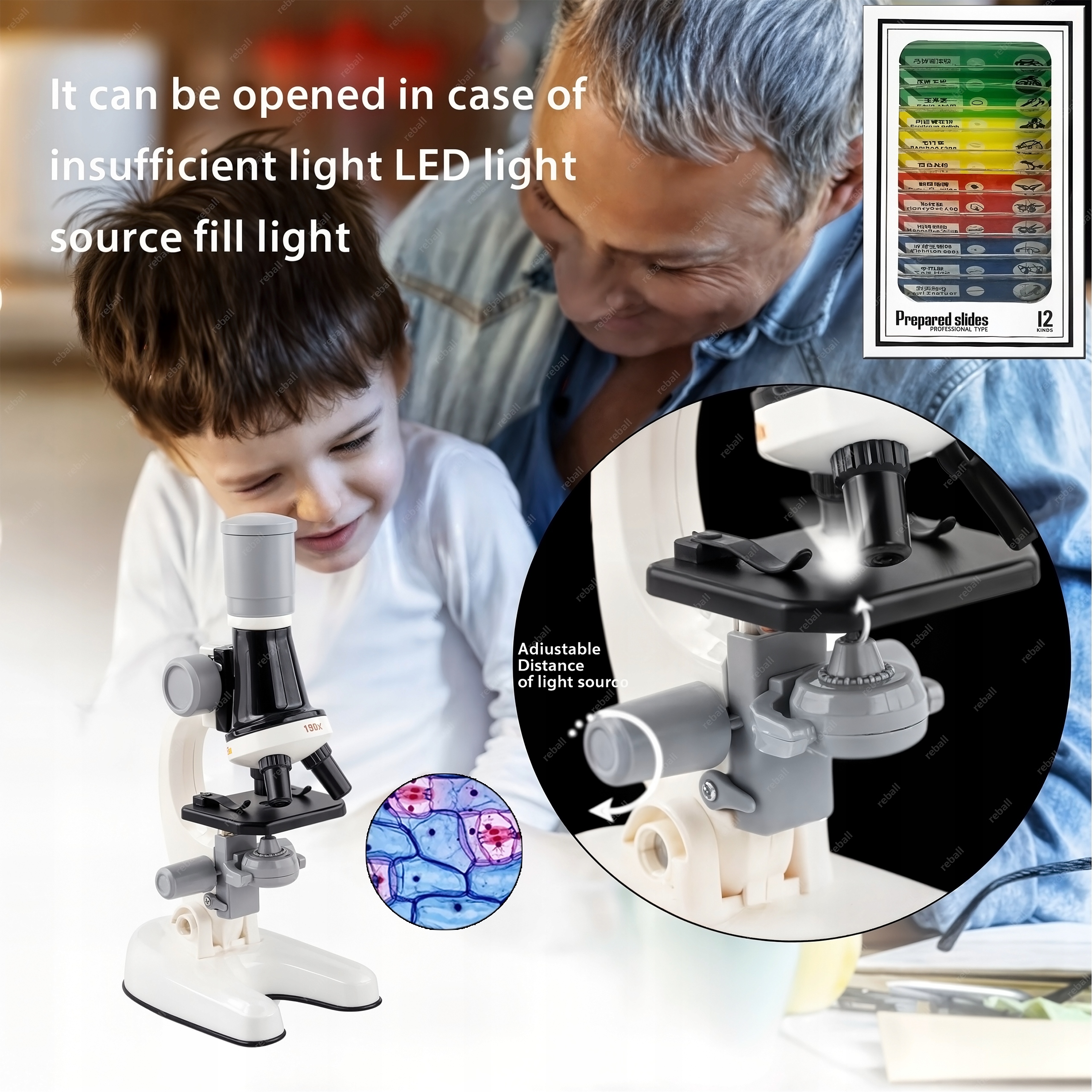 MIKROSKOP DLA DZIECI EDUKACYJNY 1200X +PREPARATY DO MIKROSKOPU ZESTAW 13szt Wiek dziecka 3 lata +