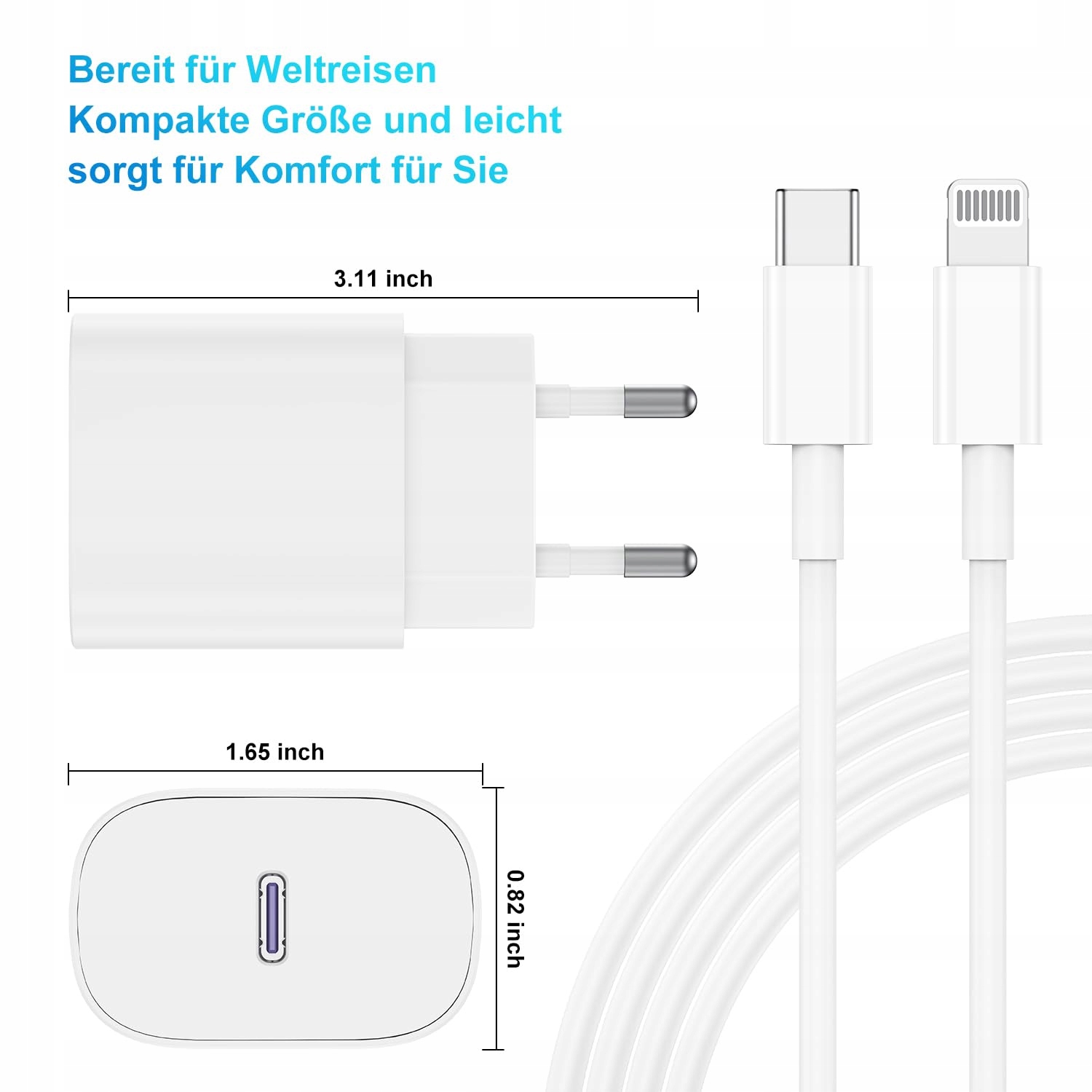 APPLE Ładowarka Szybka 20W USB C Kabel Lightning 2M iPhone iPad — miniatura 5