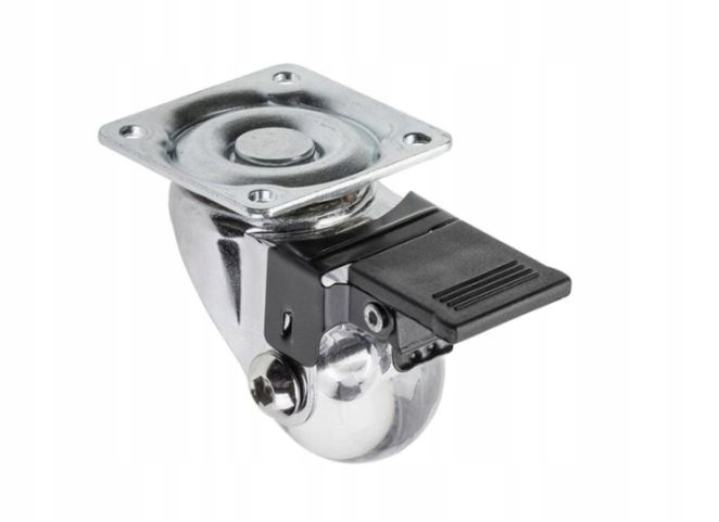 Kółko meblowe z hamulcem - 35mm przezroczyste