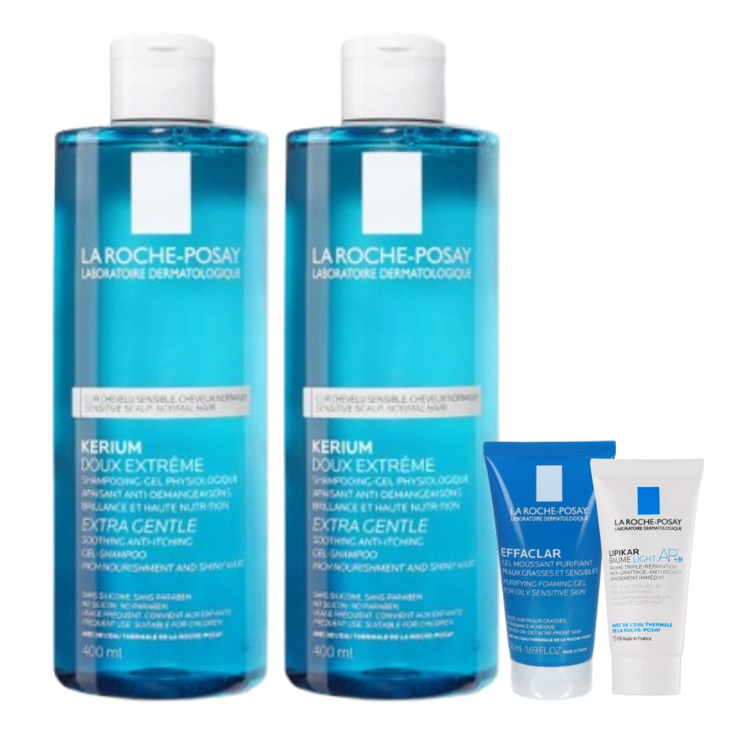 Szampon Żelowy Delikatny do włosów suchych La Roche-Posay Kerium 400ml 2PAK