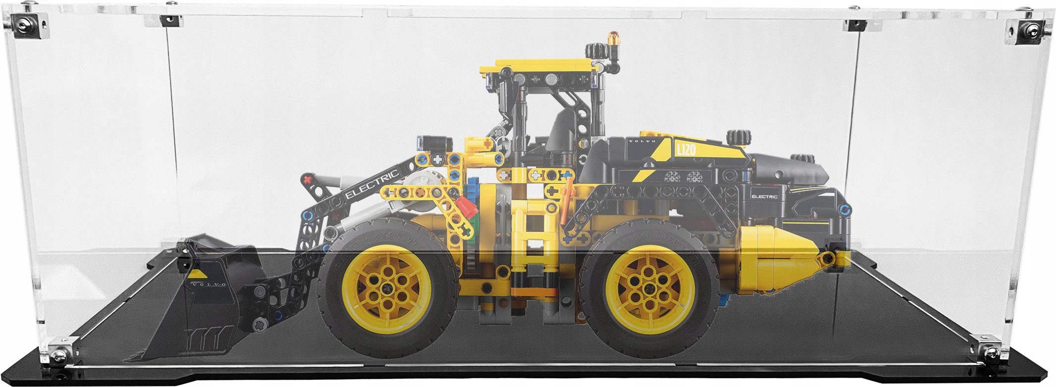 Vitrína s černou základnou pro sadu Lego 42209 Technic Volvo L120