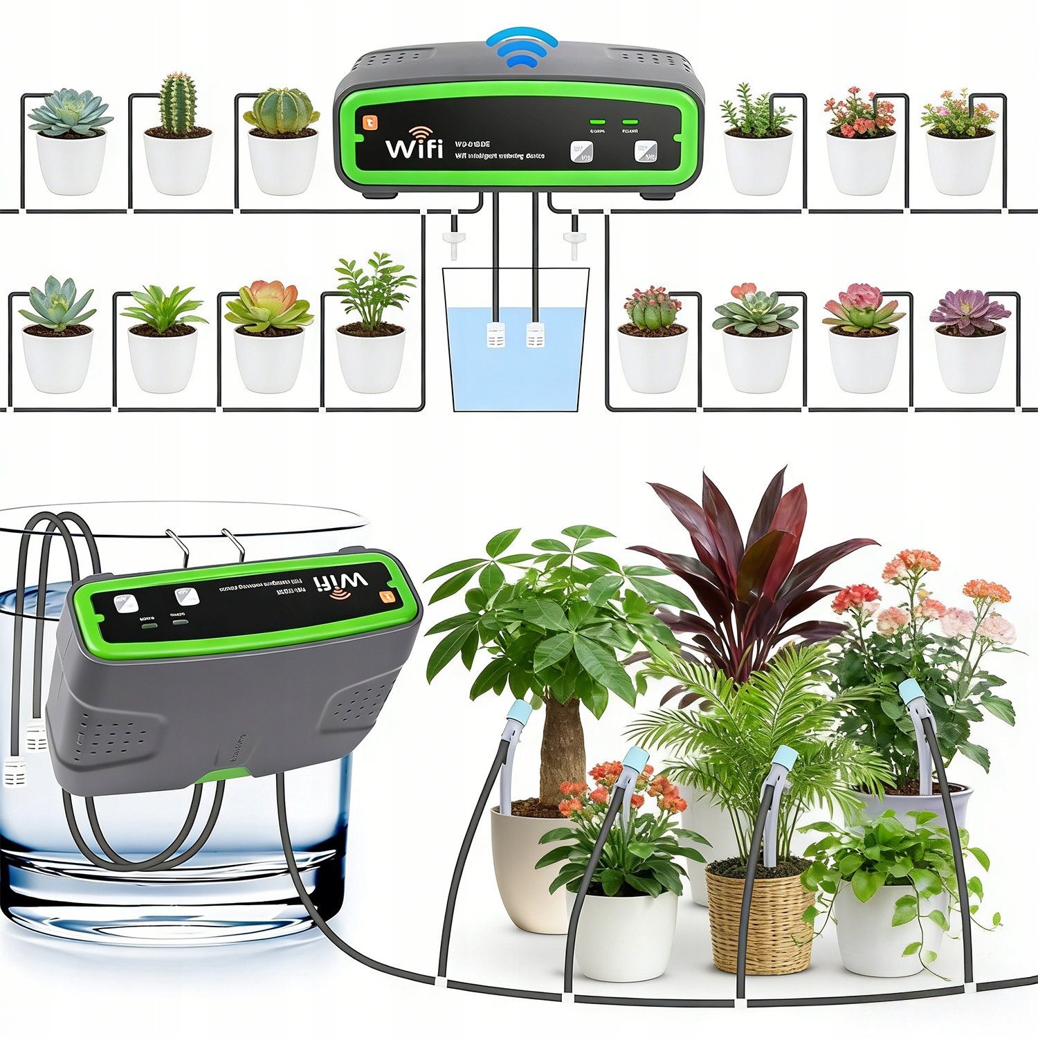 Zavlažovač Na Květiny Do Květináčů, Wifi Programátor Pro Zahrádky A Rostliny, Sada