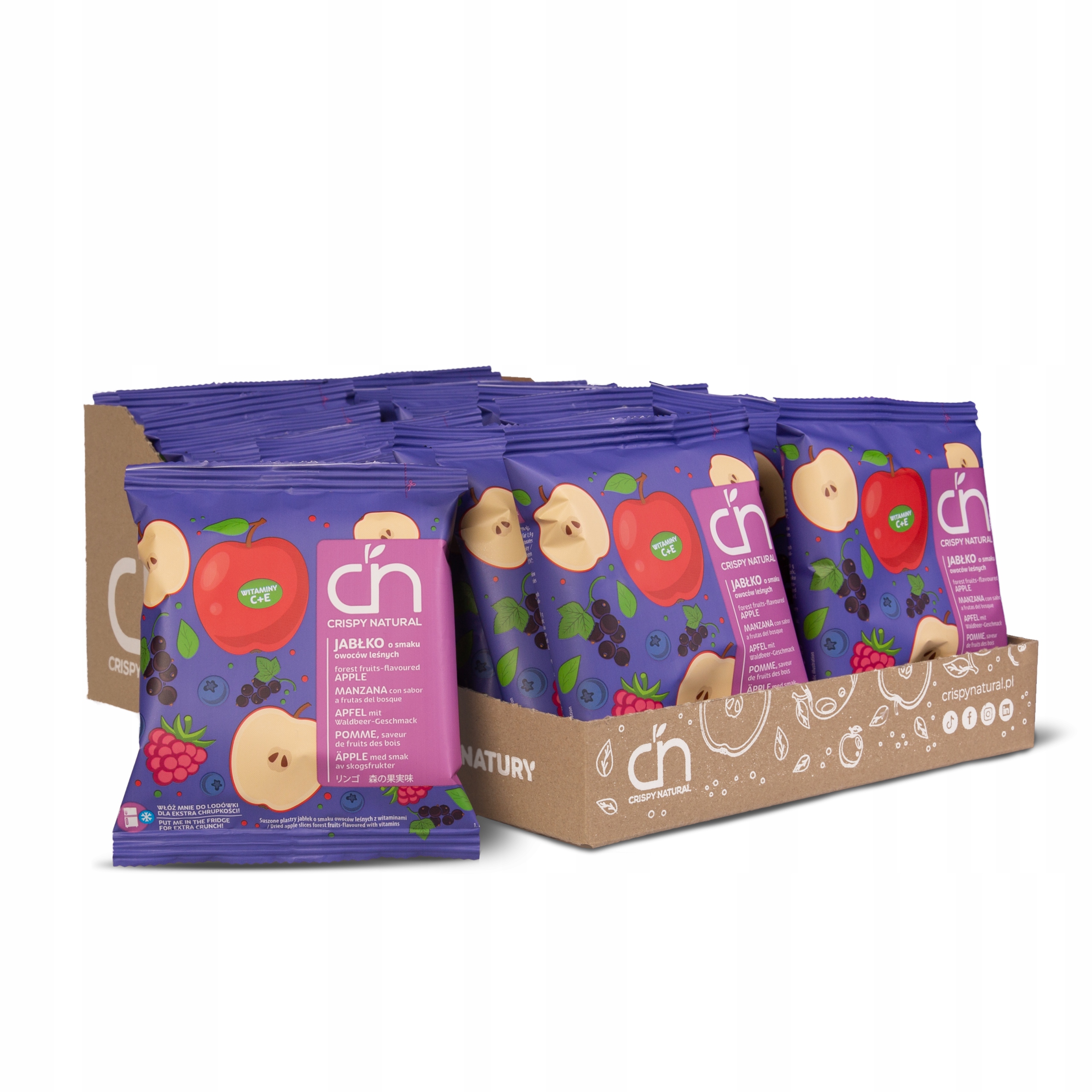 Levně Jablka s příchutí lesních plodů 24 ks Sušené ovoce Crispy Natural