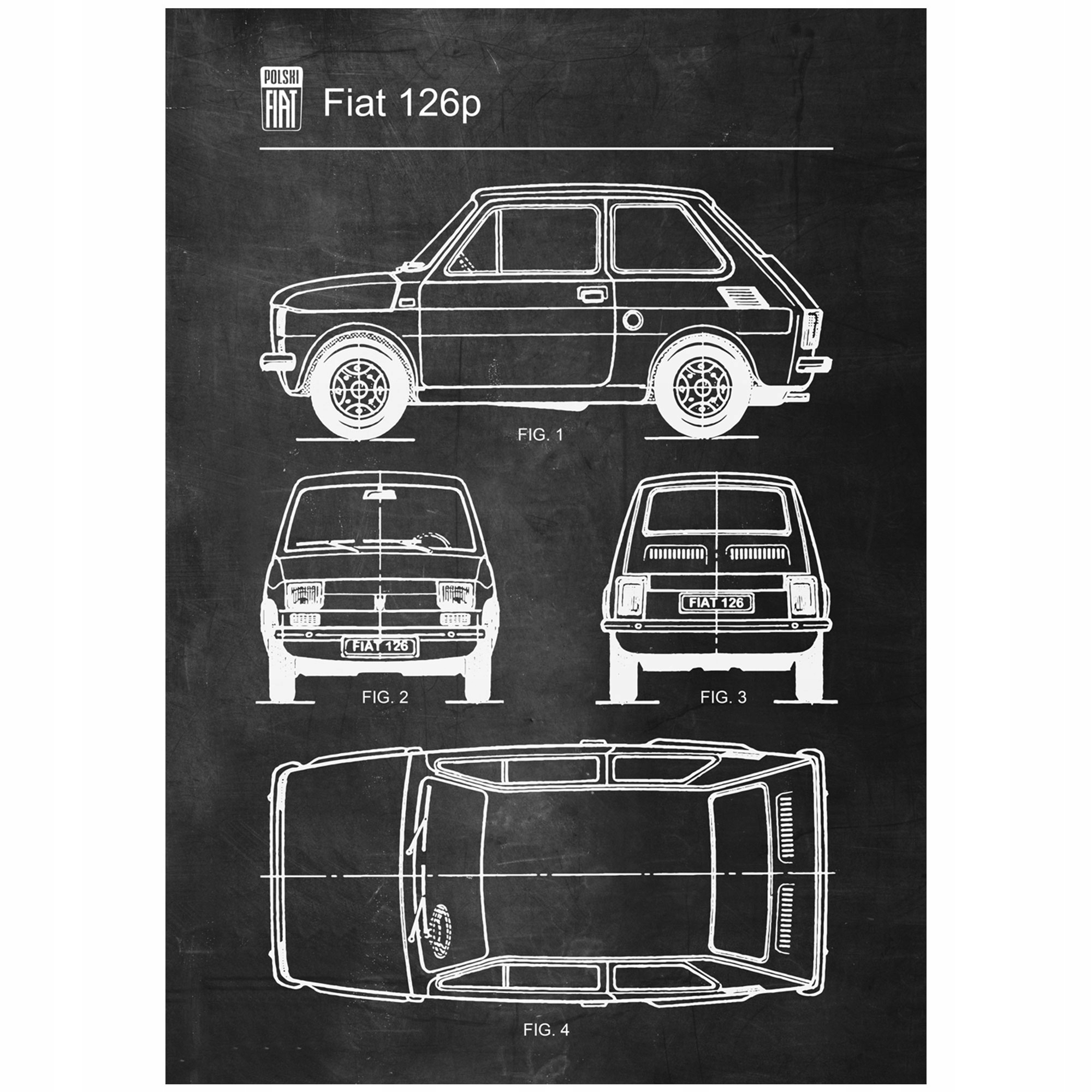 

Plakat Fiat 126p Retro Patent Poster Schemat