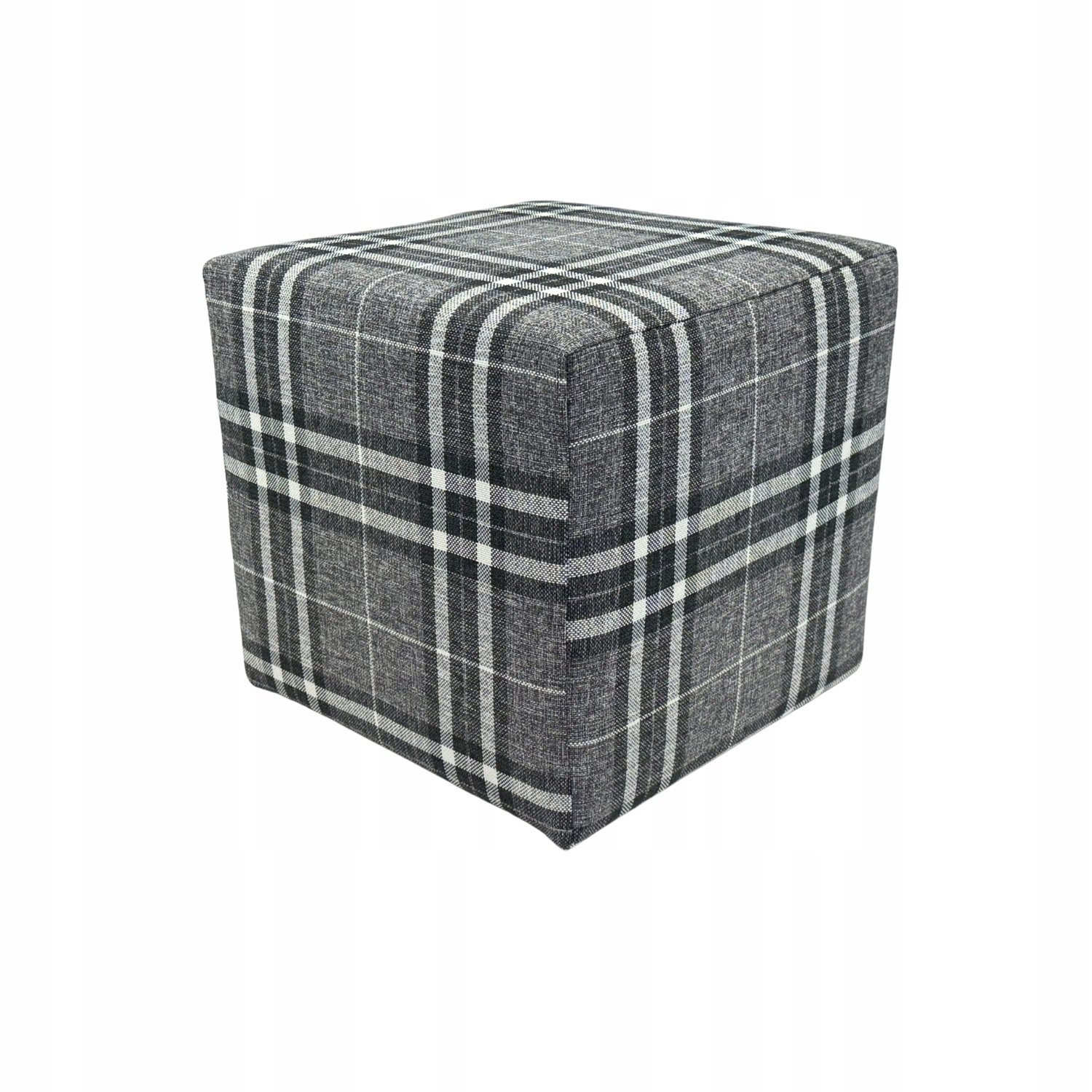 Taburet čtvercový lobox světle šedá s pletenou mřížkou