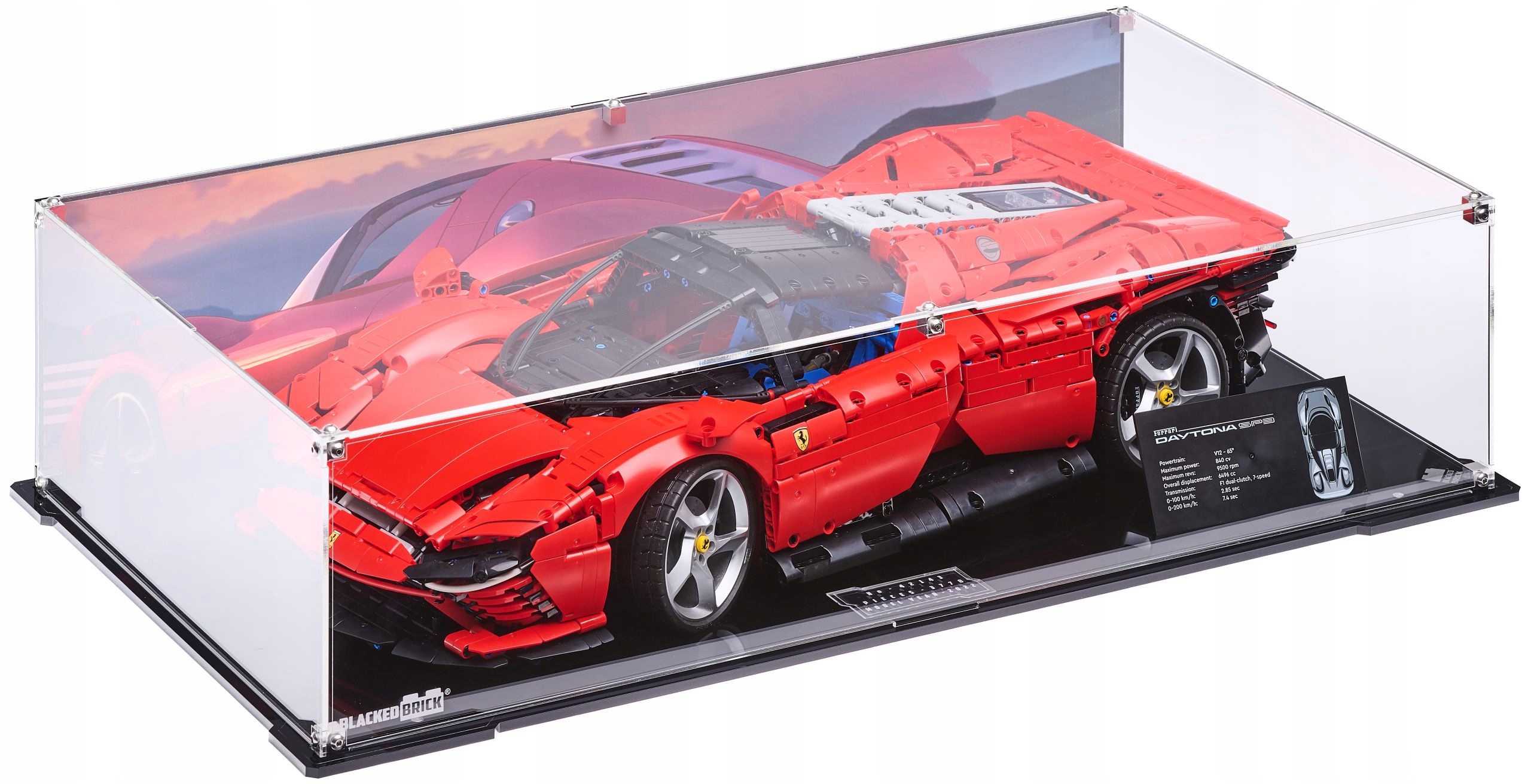 Vitrína s pozadím 1 Blacked Brick pre Lego Technic 42143 Ferrari Daytona SP3