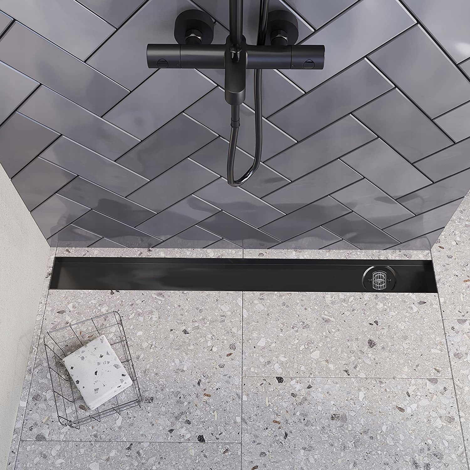 Aquabad odpływ CZARNY BOCZNY 90cm pod płytkę Kod producenta S2S090FLH