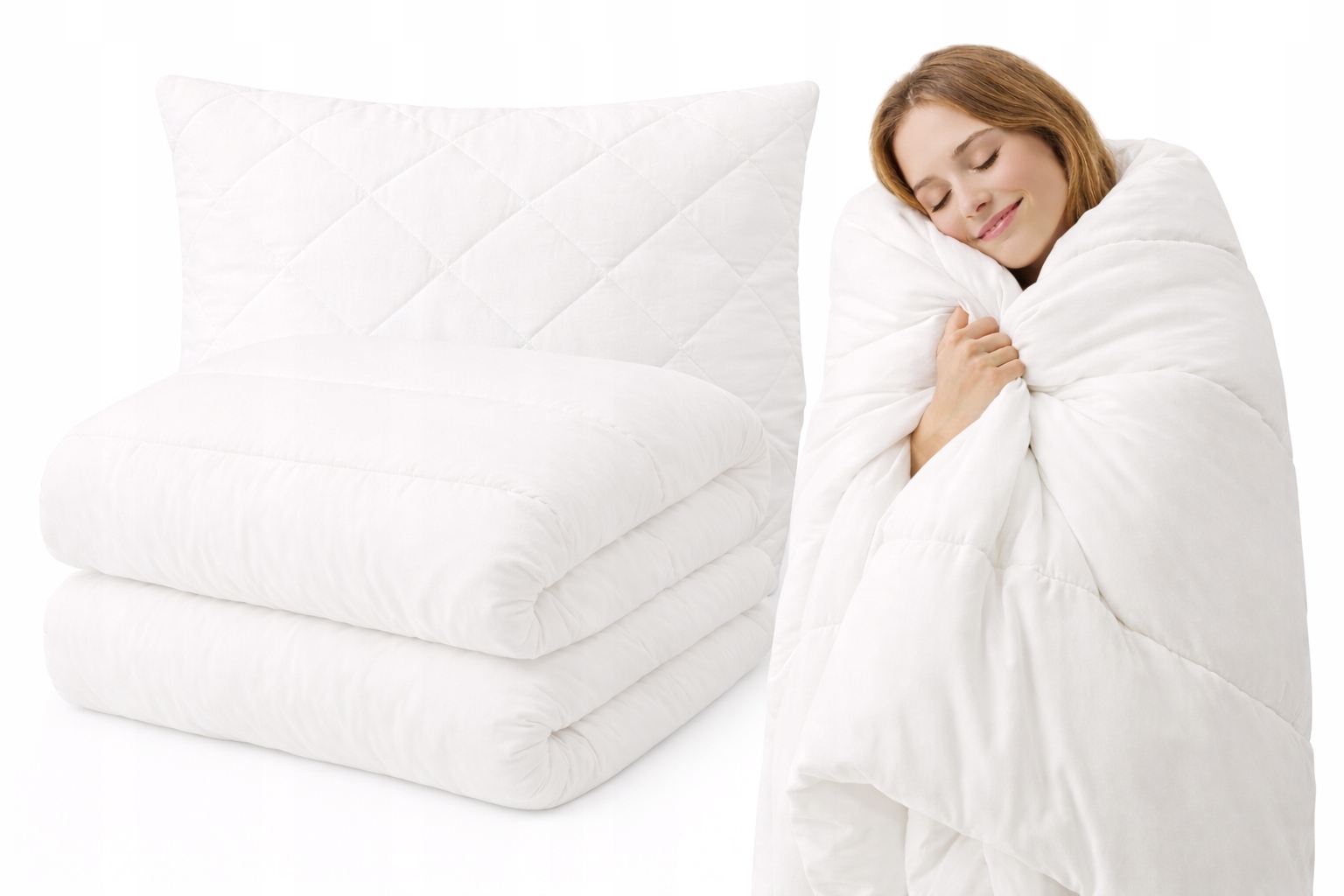 Přikrývka a polštář 140x200 70x80 cm celoroční, antialergická, prošívaná Polsko