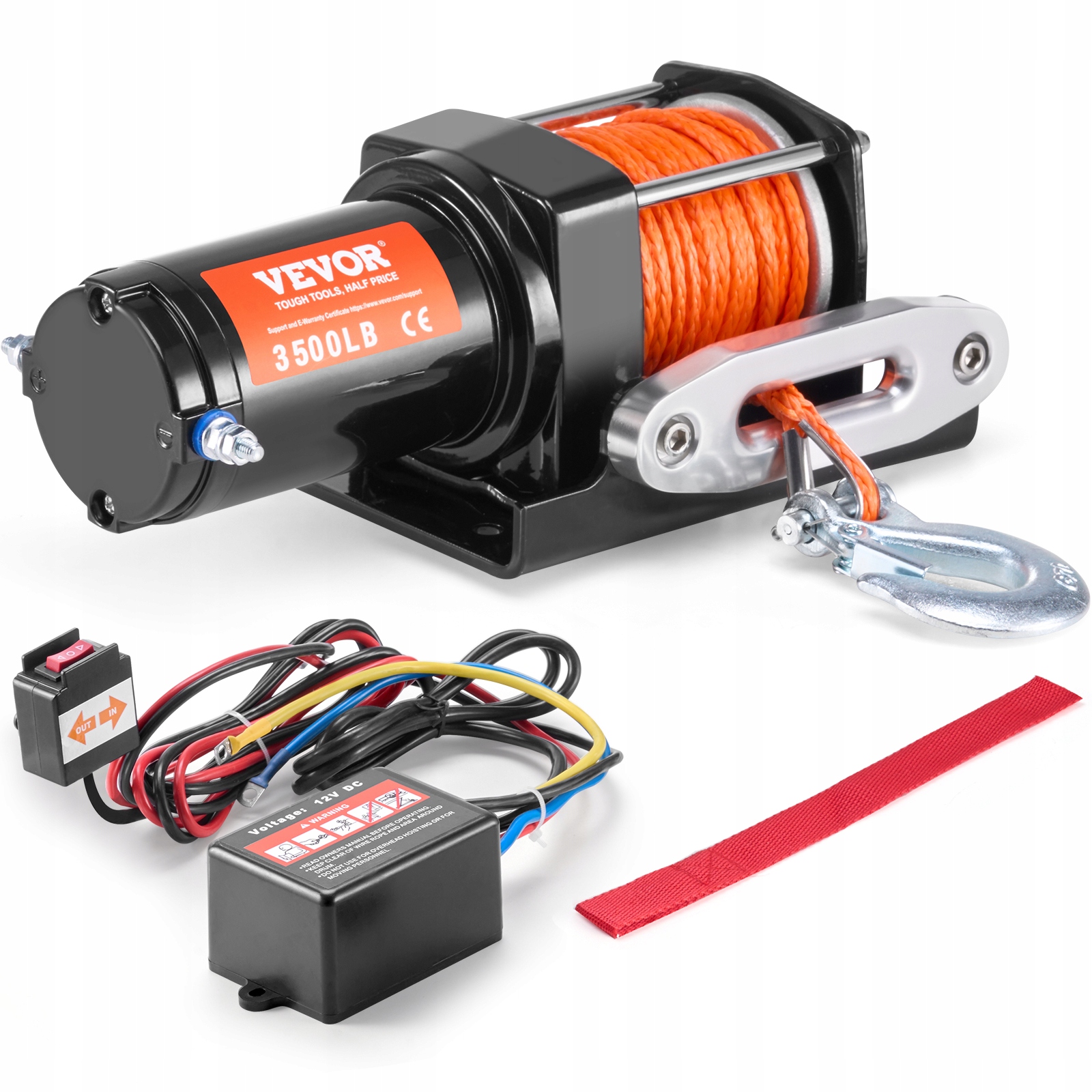 Elektrický Navijak Vevor 3500 Lb 12V DC Syntetická Linka IP55