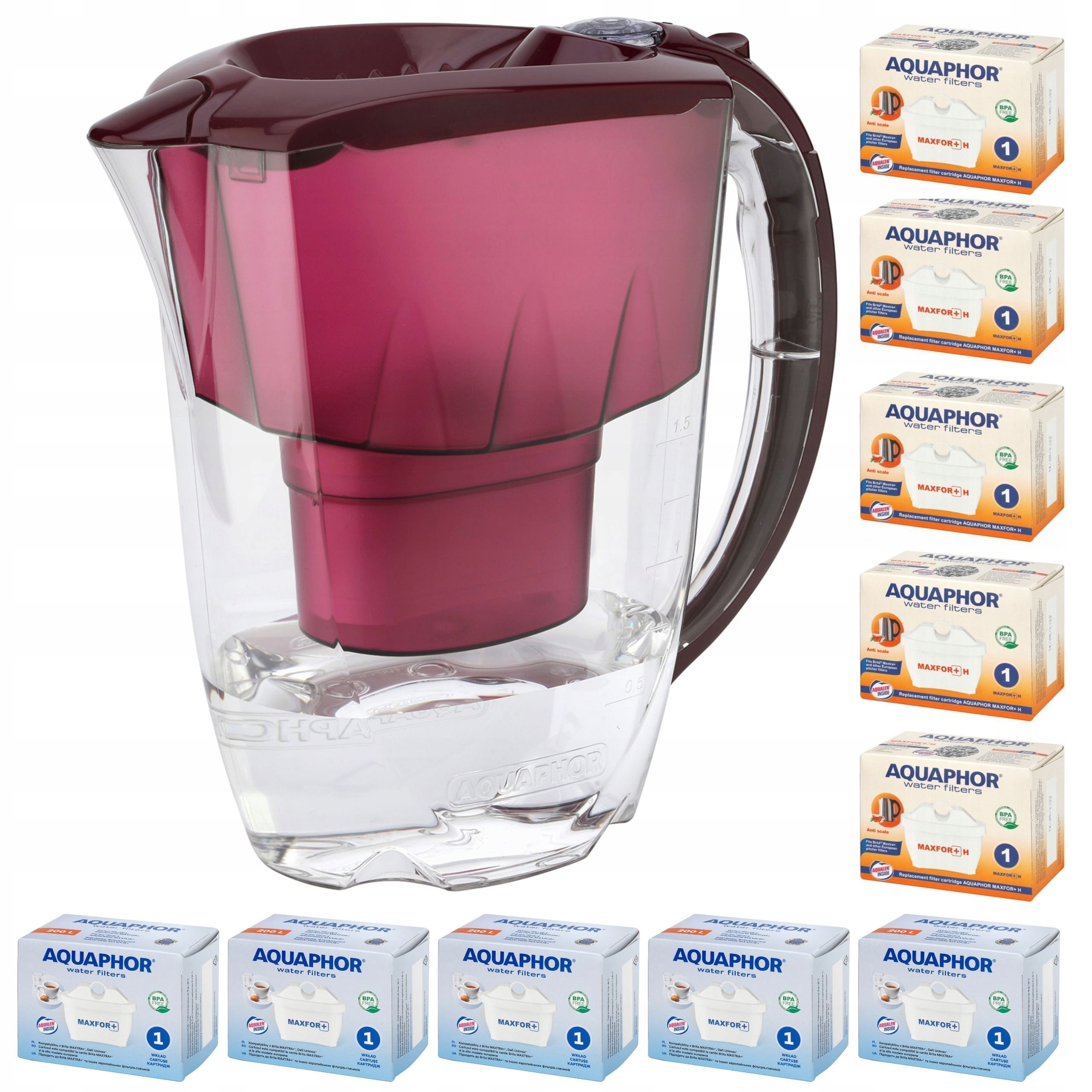 Filtrační konvice Aquaphor Amethyst 2,8 l 10 náplní (5 5H), třešňová