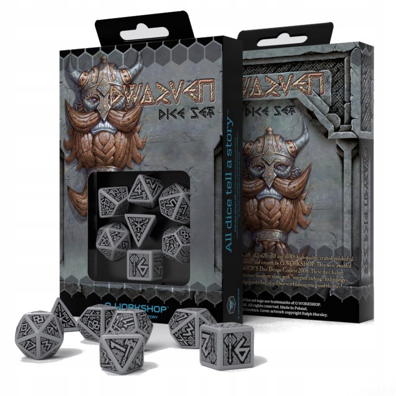 Kości Rpg Q-Workshop Krasnoludzkie Szaro-Czarne-Zdjęcie-0