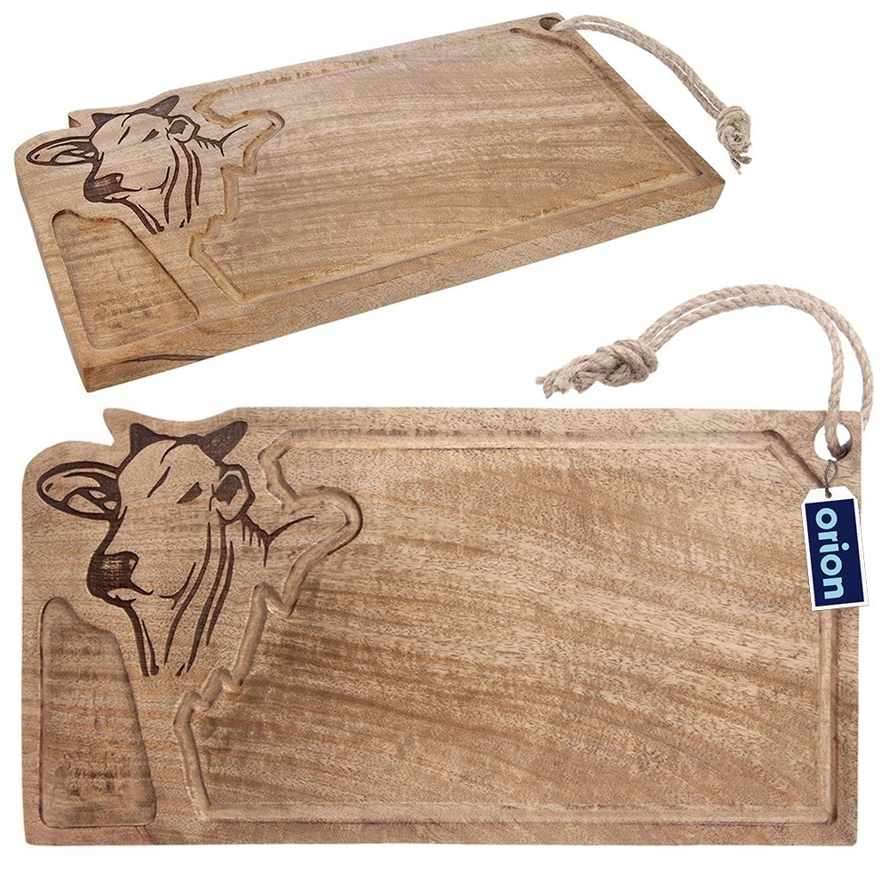 Deska z mangovníku ve tvaru hlavy býka s drážkou pro servírování Orion