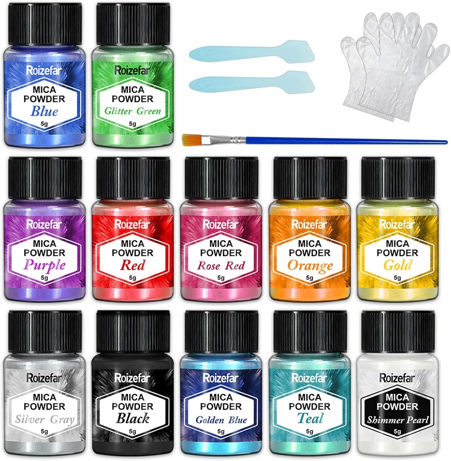 Sada 12 Pigmentů Mica V Prášku Pro Epoxidovou Pryskyřici Diy