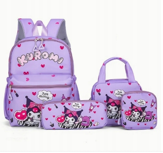 Plecak Tornister szkolny na wycieczkę szkoła Kuromi Sanrio Zestaw 4 Piórnik