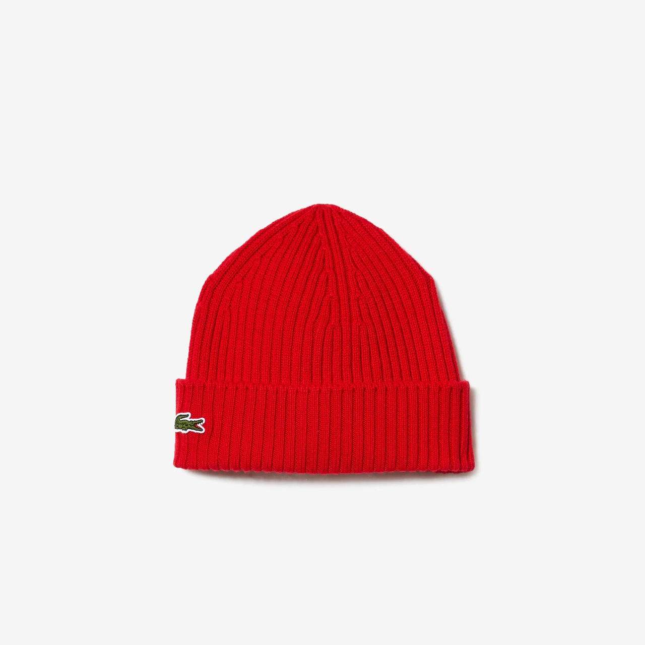 Lacoste Čepice Rib Knit Wool Beanie Red