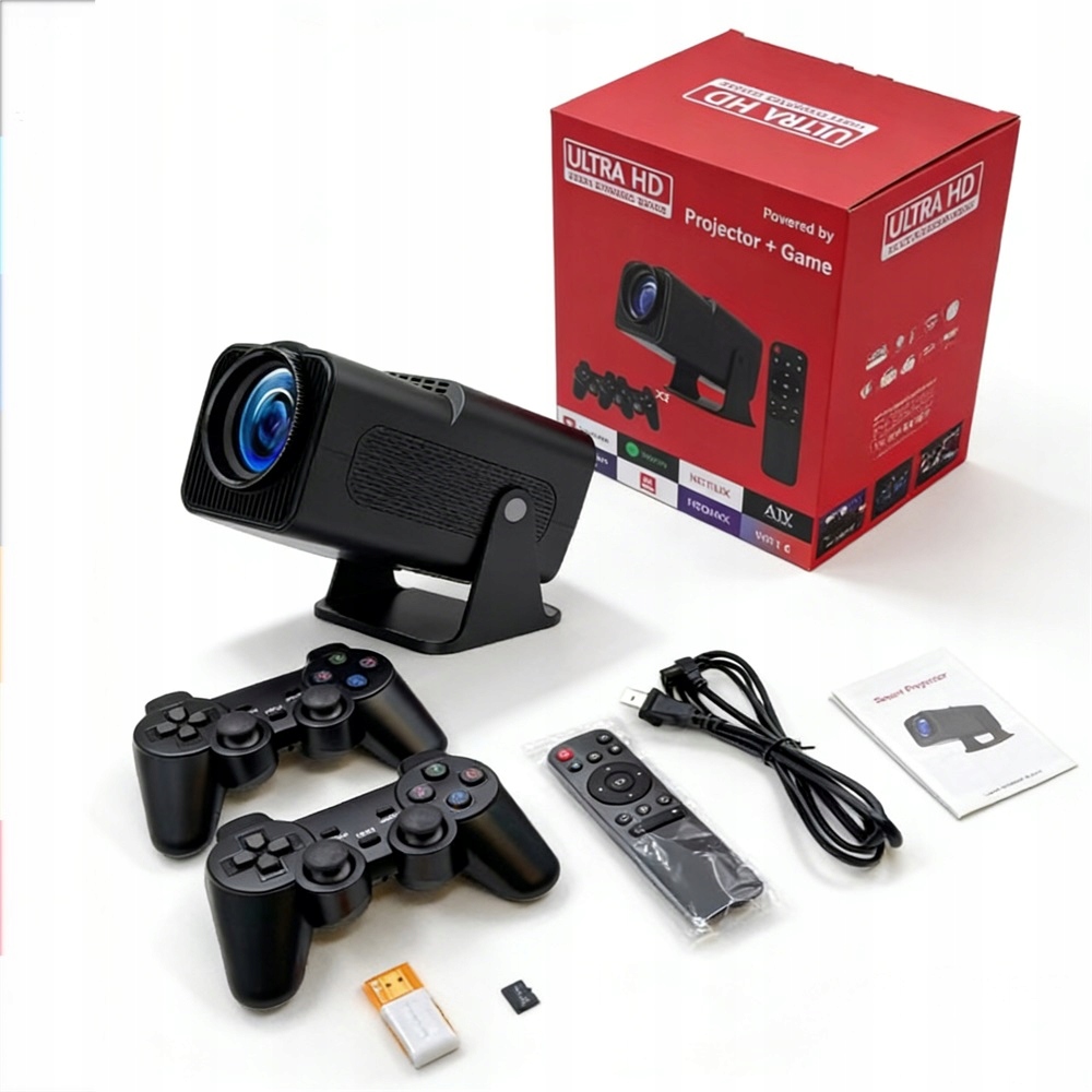 4K Led Projektor Herná Konzola Game Stick Pro Android 2 Gamepady Diaľkové Ovládanie WiFi Usb