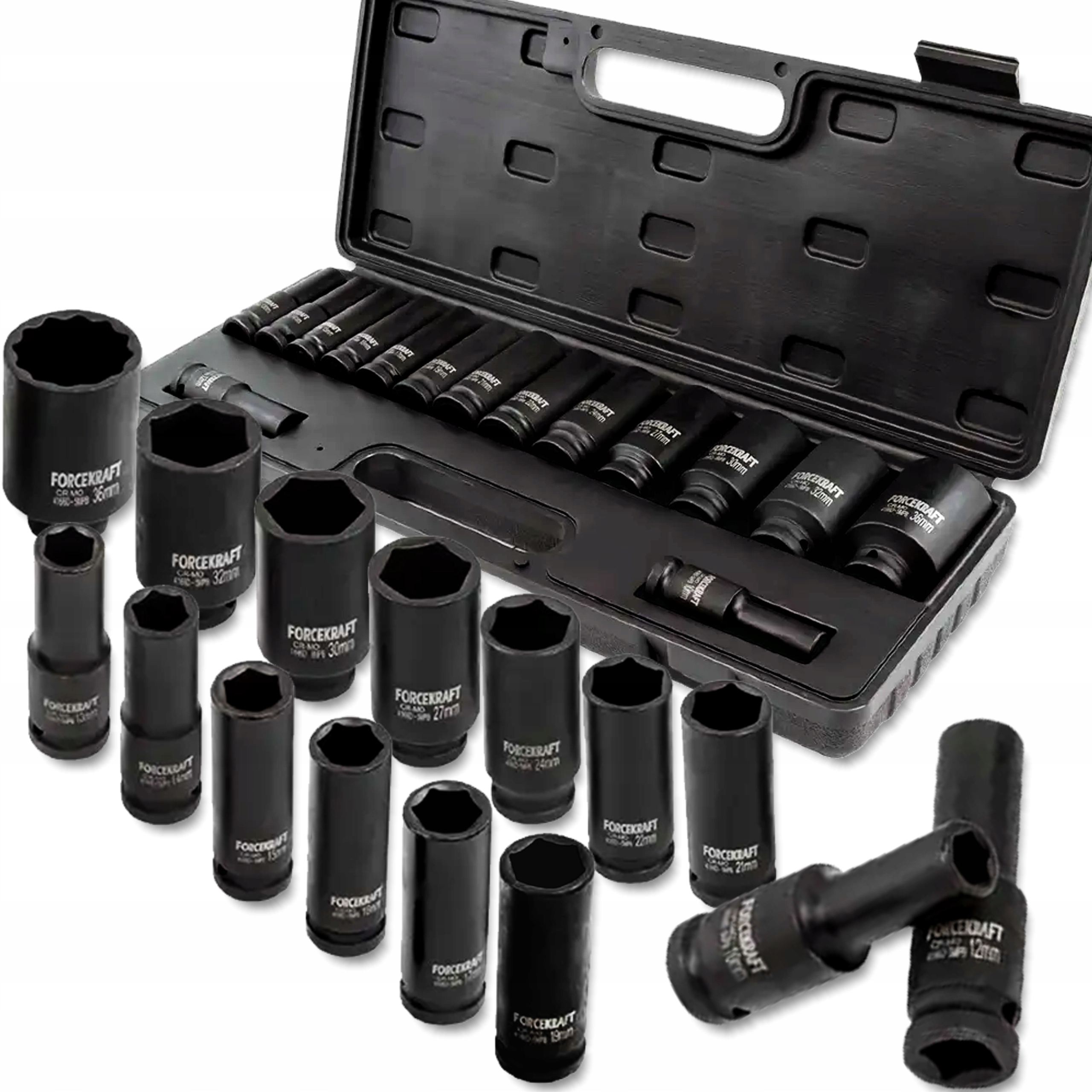 Sada rázových nástavců dlouhých 1/2" 10-36 mm 6-hranné