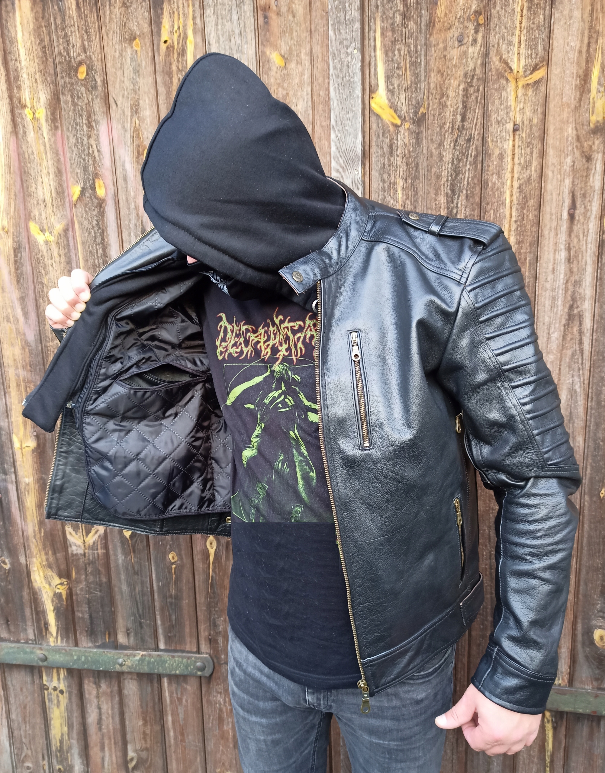 Klasyk Kurtka Idealna na koncert rockowa czarna Skóra Klasa Nowa rozmiary