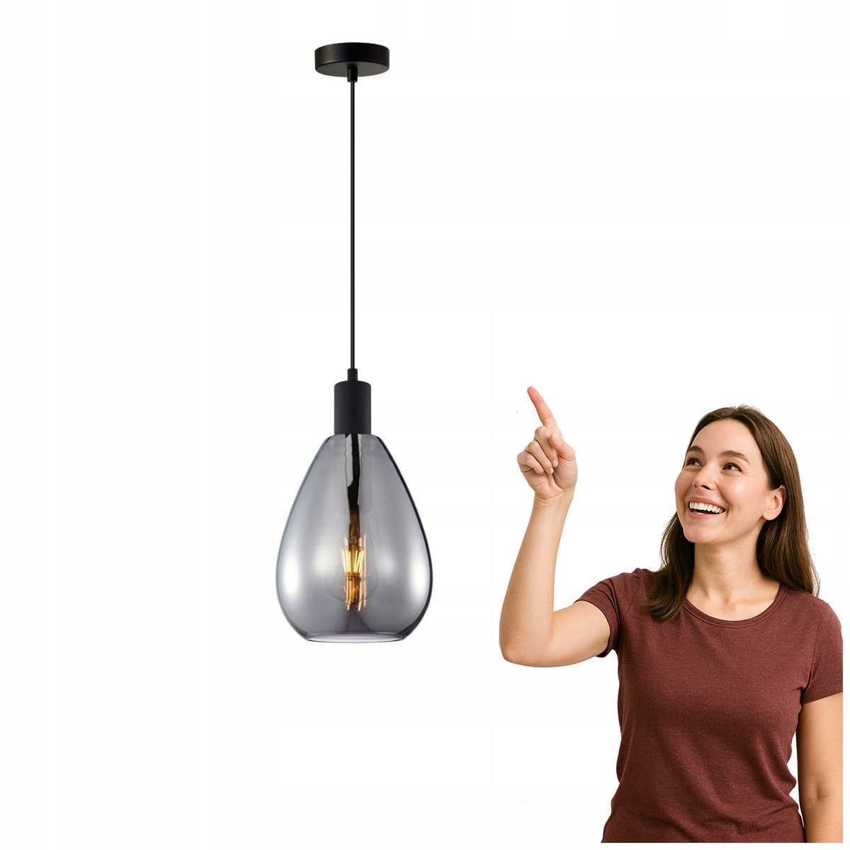 Závěsná lampa Zulo Černá Moderní do obývacího pokoje Italux