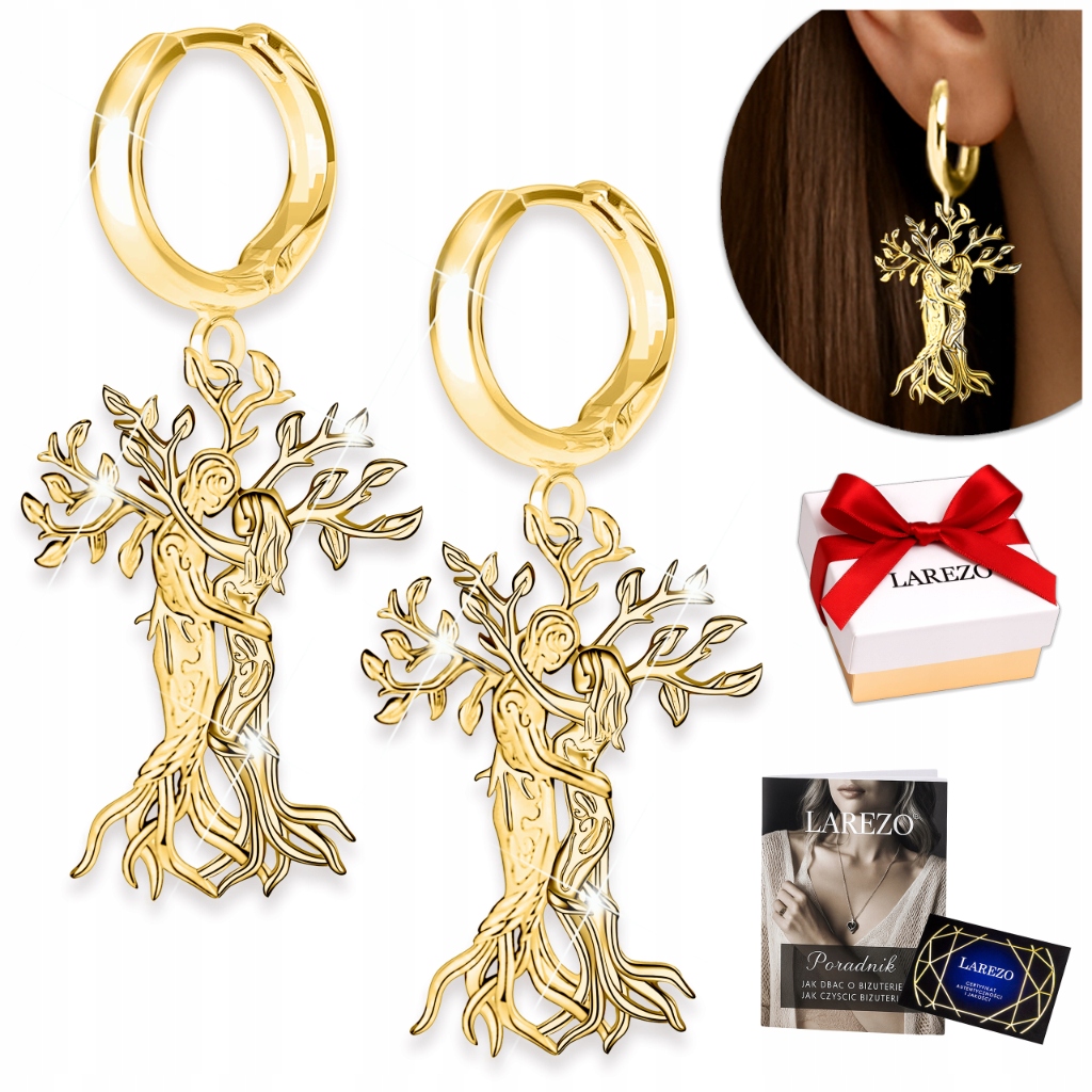 Zlaté Náušnice Černé stromy Stromy pro páry Láska Miluji tě Stříbro 925