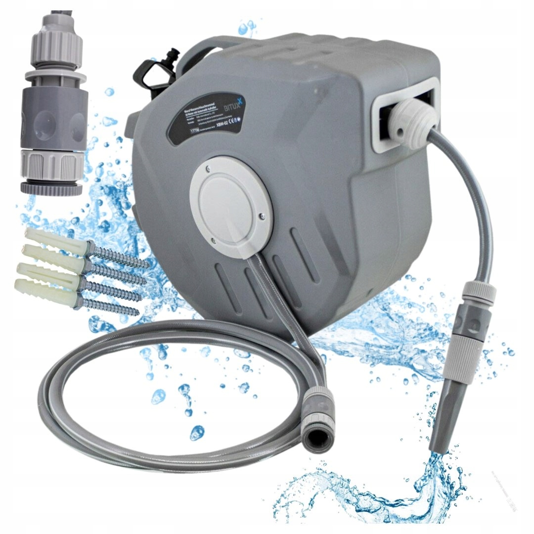 Záhradná hadica 20 m automatický nástenný bubon, odnímateľný navíjač