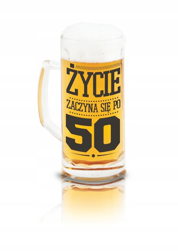 

Kufel z napisem Życie zaczyna się po 50 urodziny