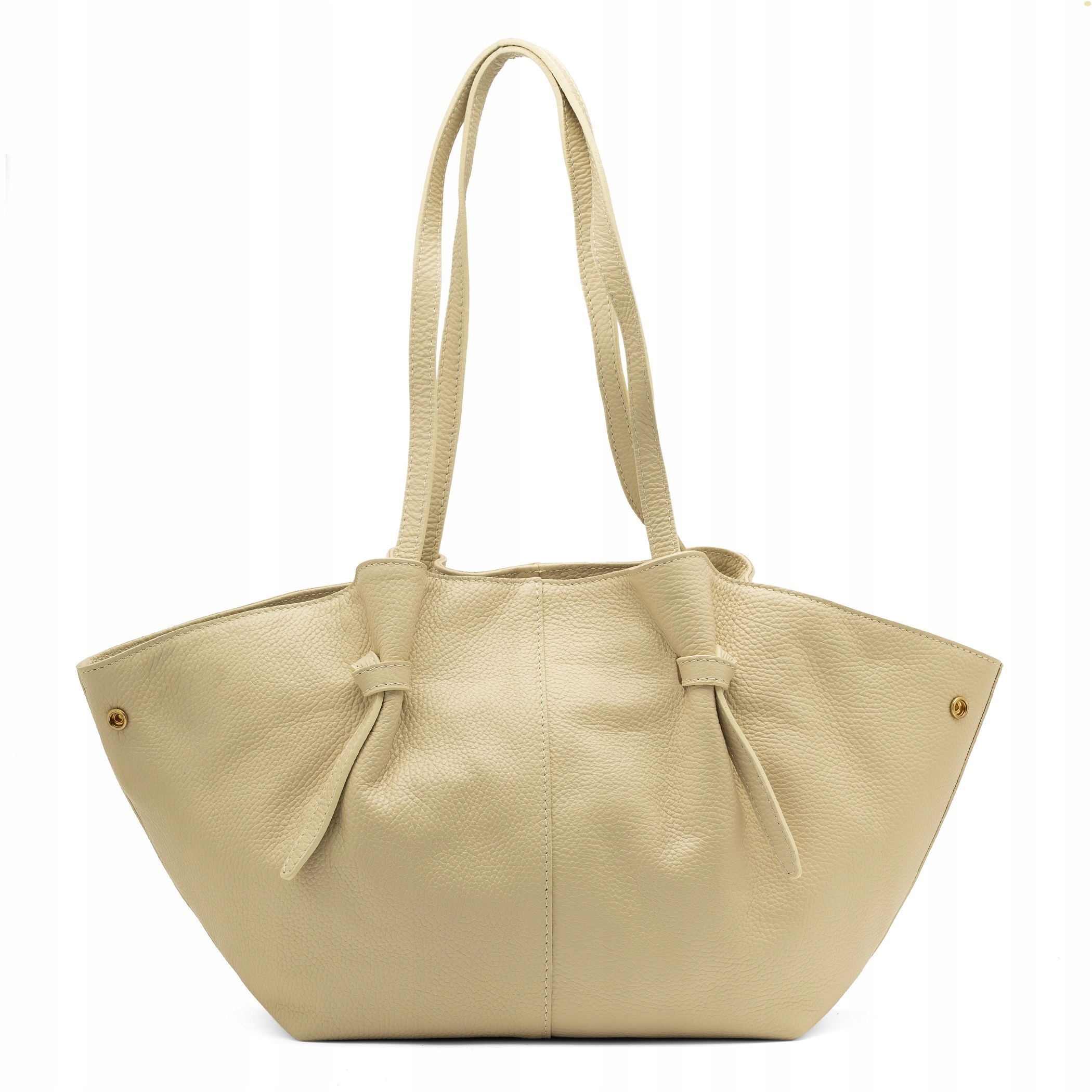 Vera Pelle velká dámská shopper kabelka z přírodní kůže béžová přes rameno