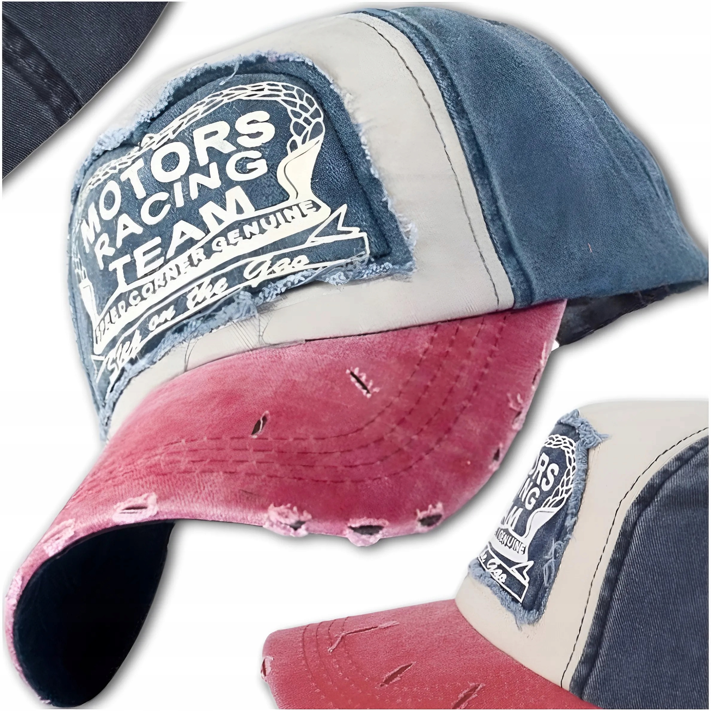 Czapka Męska Damska Bejsbolówka Jeansowa daszek Na lato Motors Sportowa