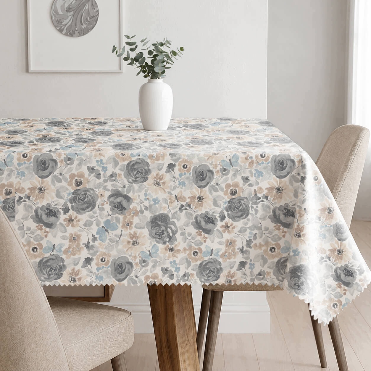 Ubrus odolný proti skvrnám 350x140 Šedé Akvarijní Růže Elegantní na stůl