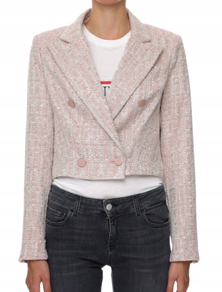 Guess Dvouřadé Dámské Krátké Sako S Kostkovanými Klopami, Gxg