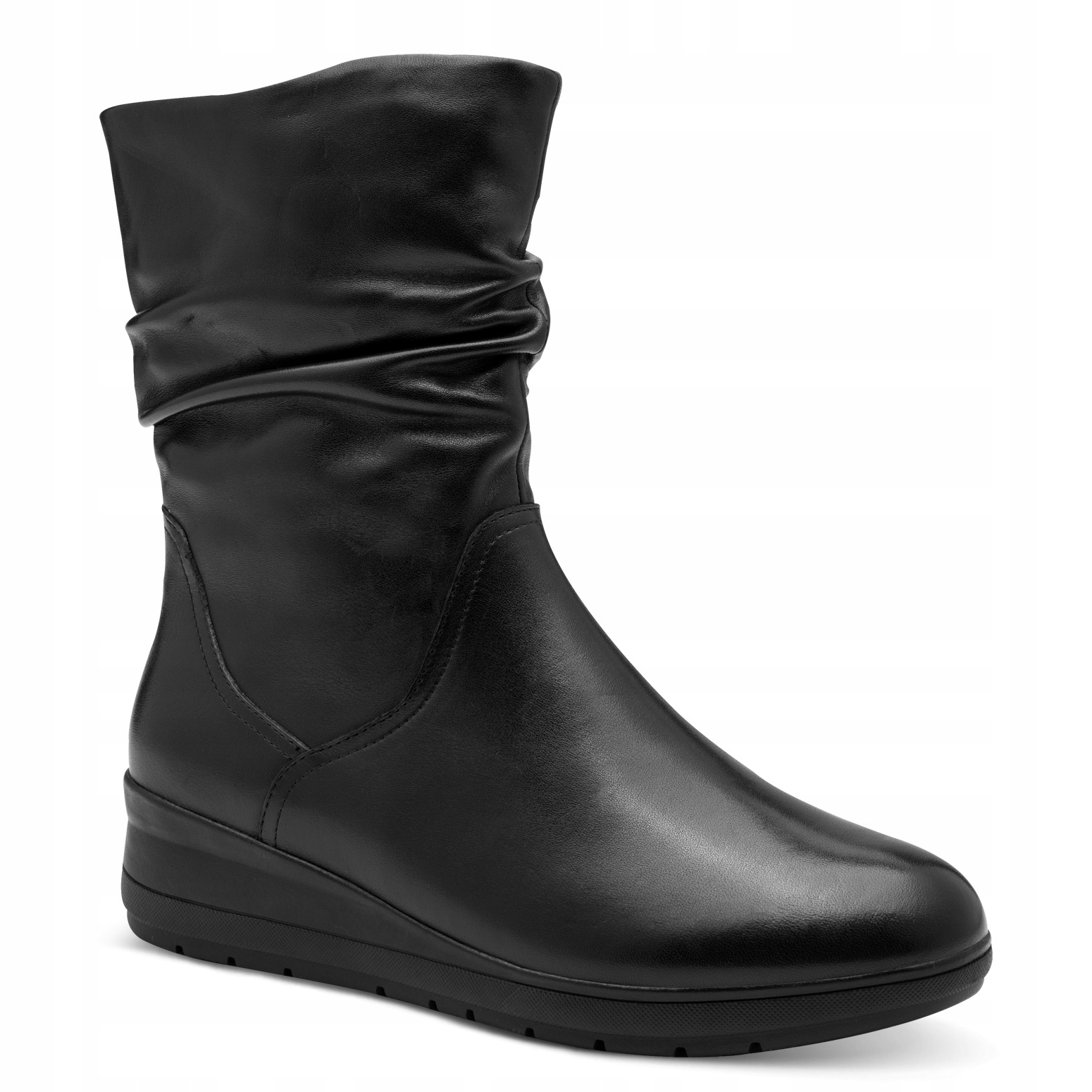 Jana 25721-45 Kotníkové Boty Z Pravé Kůže Černé Šíře H Vel. 41